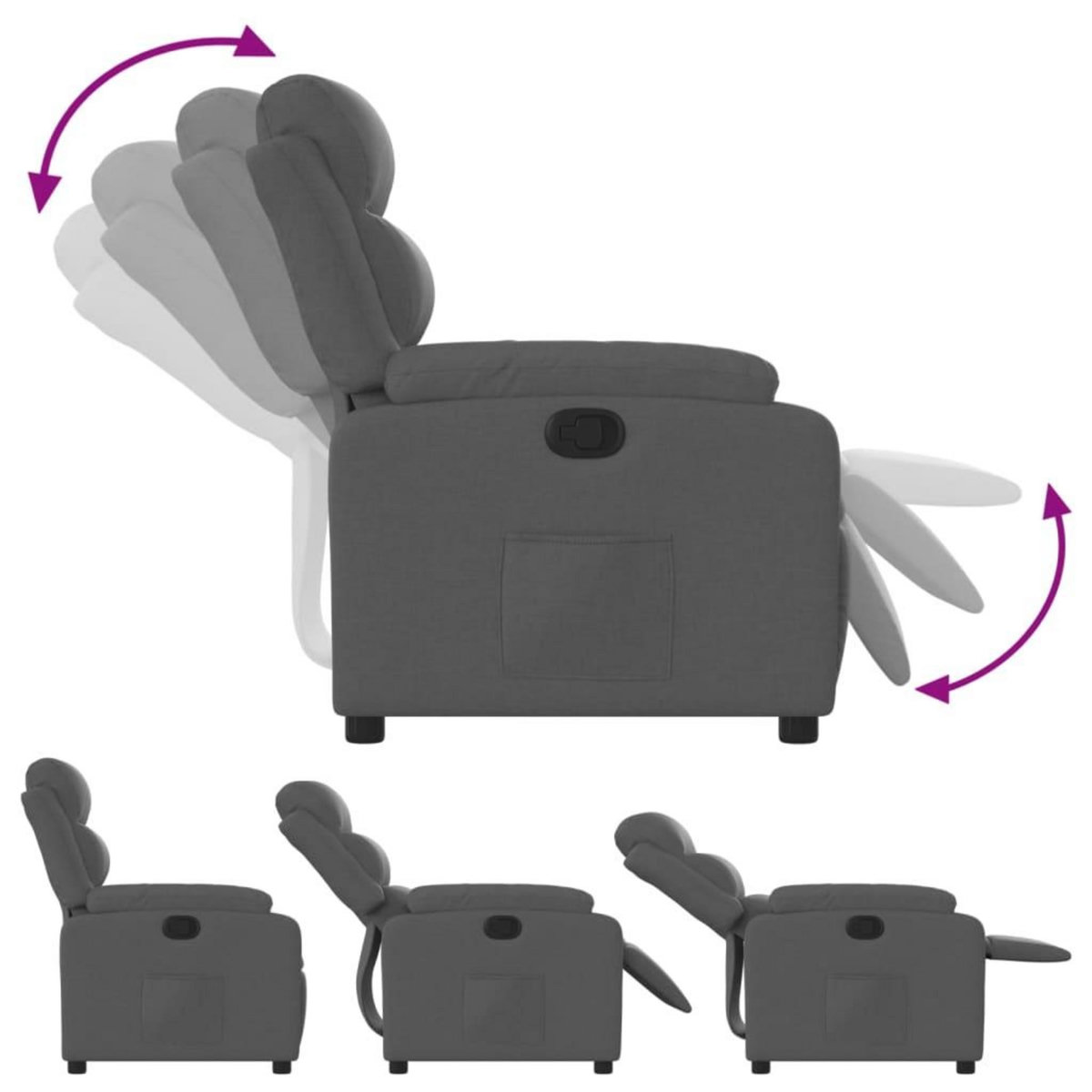 VIDAXL Fauteuil inclinable Gris fonce Tissu