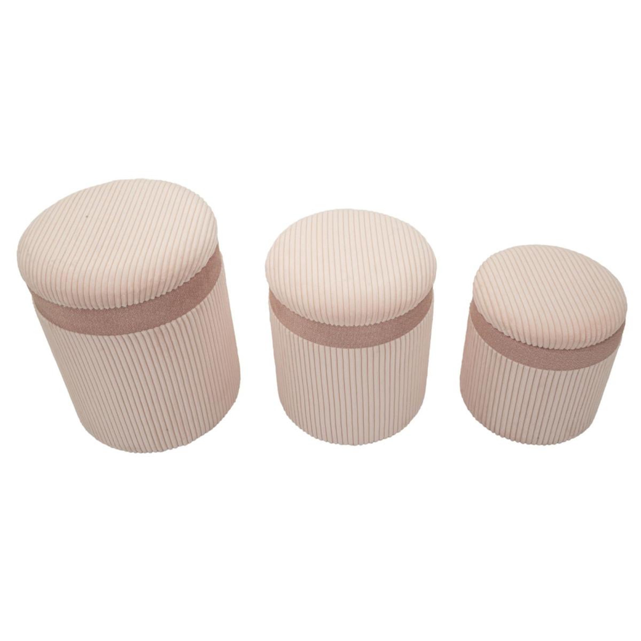 Voir la diapositive 3 : Paris Prix Lot de 3 poufs coffres  curtain  49cm rose