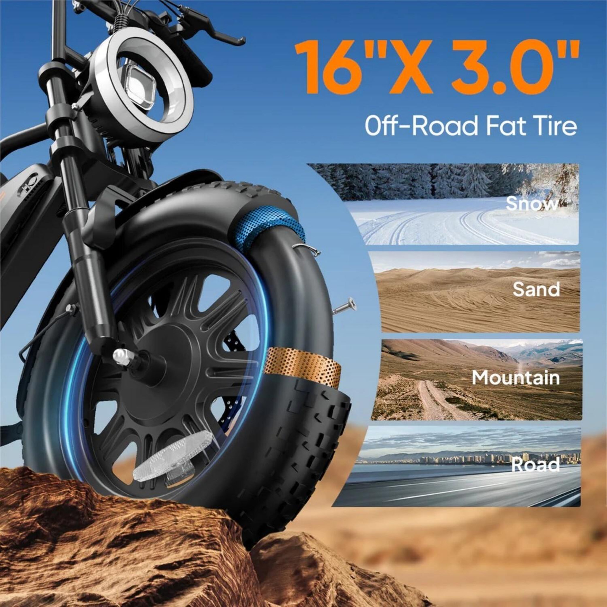 Voir la diapositive 6 : URLIFE Vélo électrique compact urlife t16, fatbike 16 pouces, coffre de rangement sur la selle