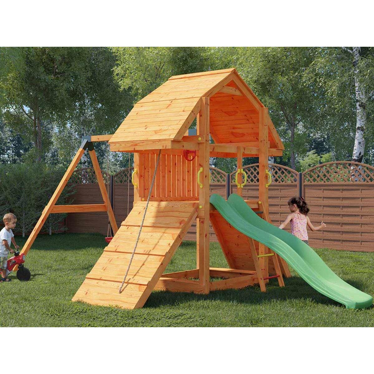 Fungoo Aire de jeux Buffalo avec balançoire double - Fungoo