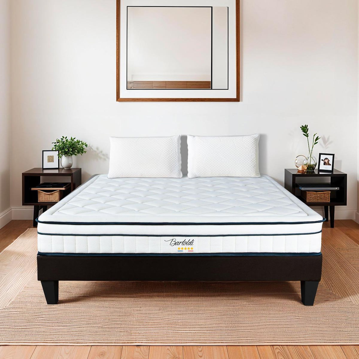 BELLECOUR BELLECOUR LITERIE | Ensemble BARTOLDI | Matelas Ressorts ensachés + Sommier Bois