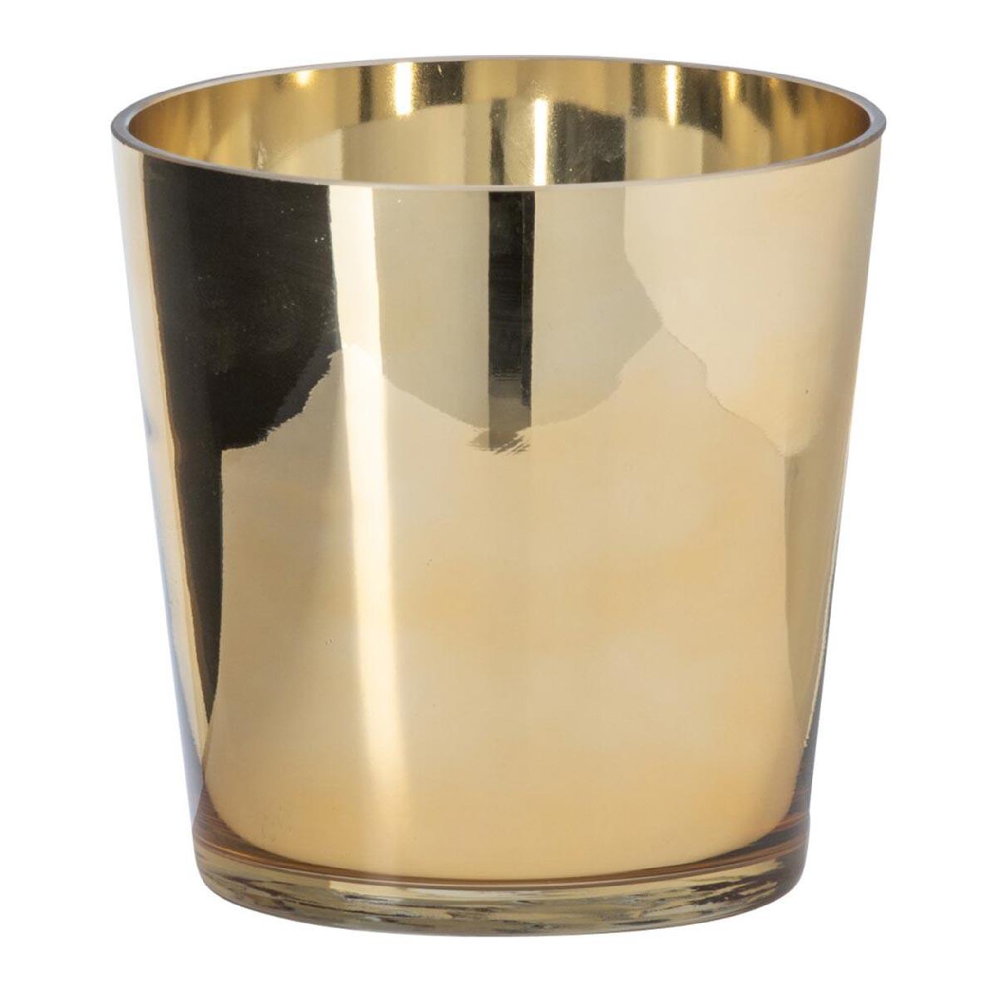 J-LINE Photophore design en verre  ember  16cm doré