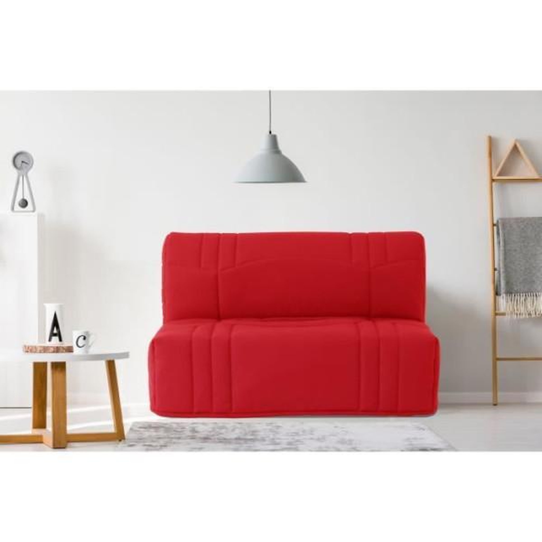 Voir la diapositive 2 : MARKET24 Banquette BZ DREAM - Tissu 100% Coton rouge - Couchage 140x190 cm - Classique - Moelleux