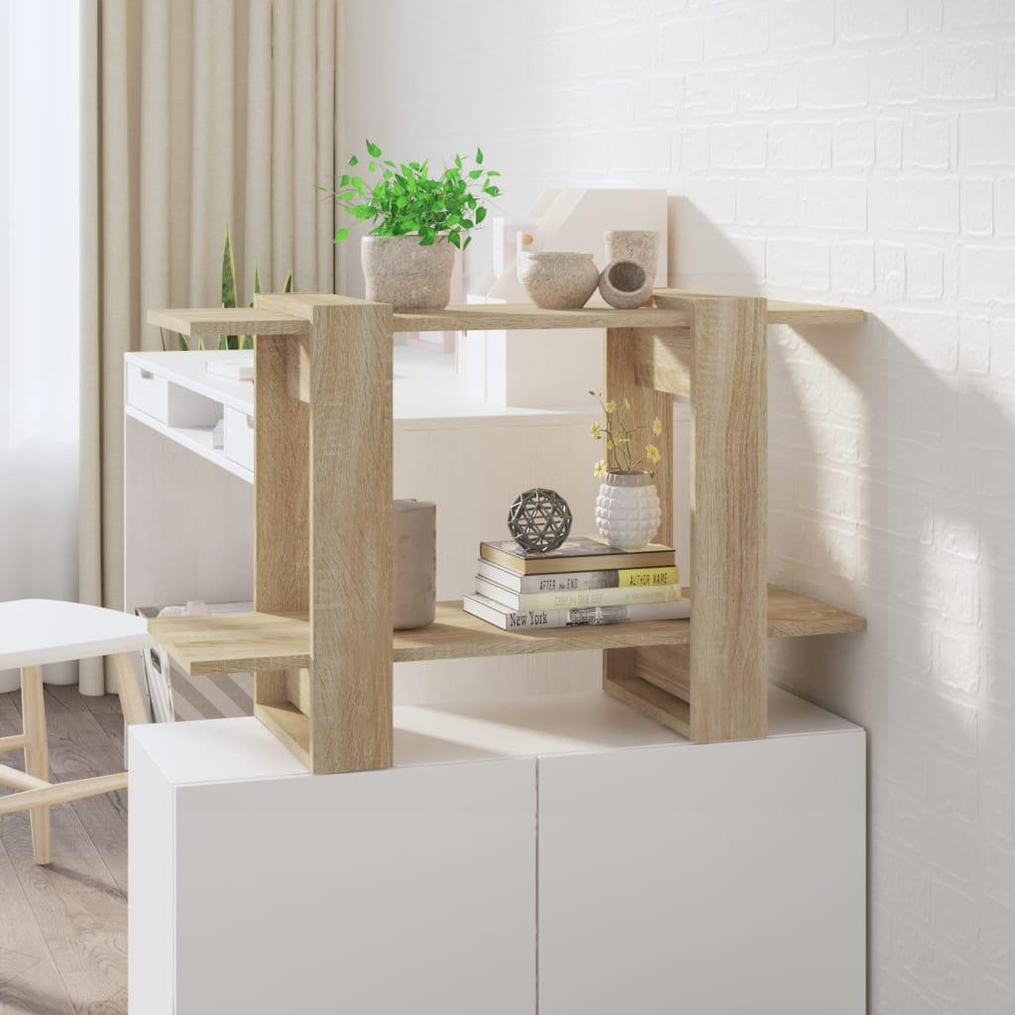 Voir la diapositive 1 : VIDAXL Bibliotheque/Separateur de piece Chene sonoma 80x30x51 cm
