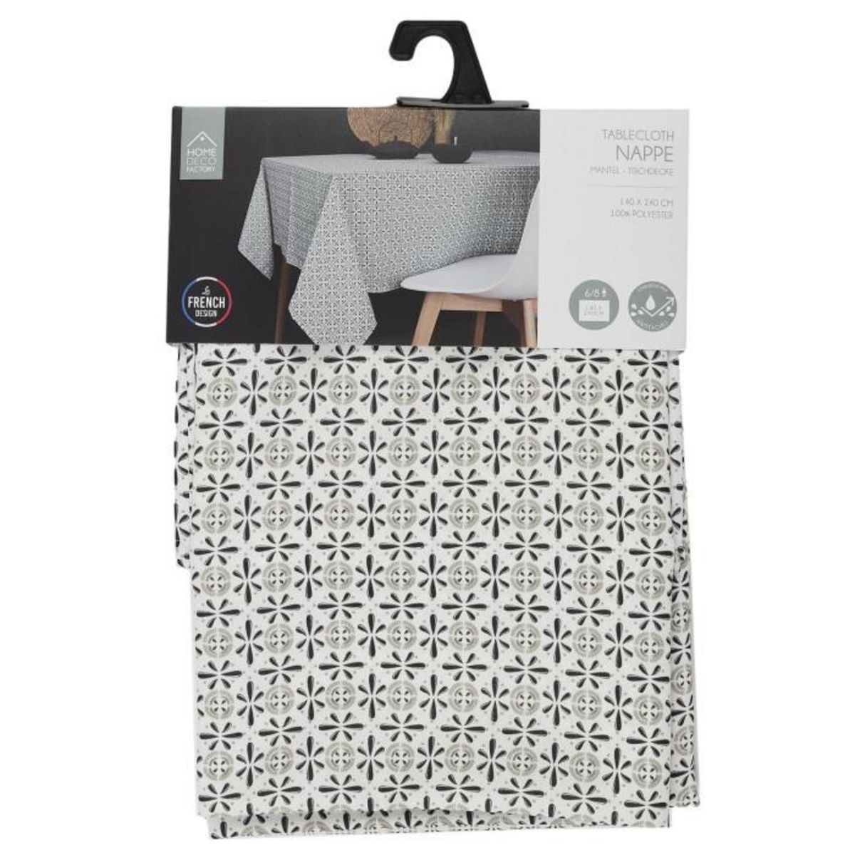 Paris Prix Nappe Antitache Imprimée  Cuzca  140x240cm Gris