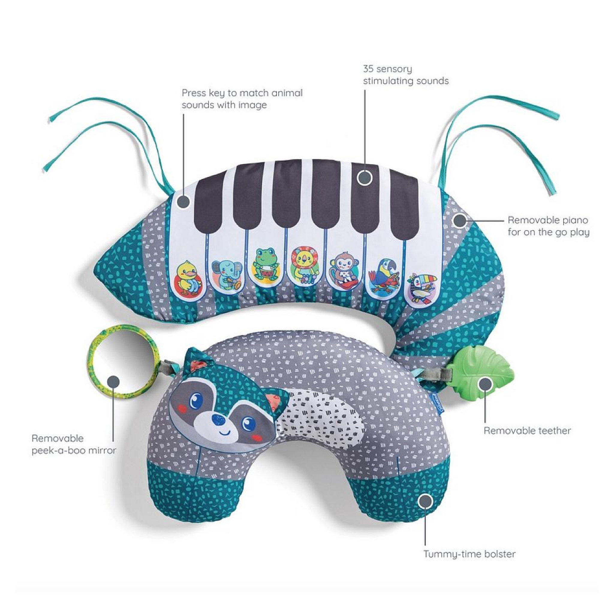 INFANTINO Piano et coussin 3 en 1 raton laveur