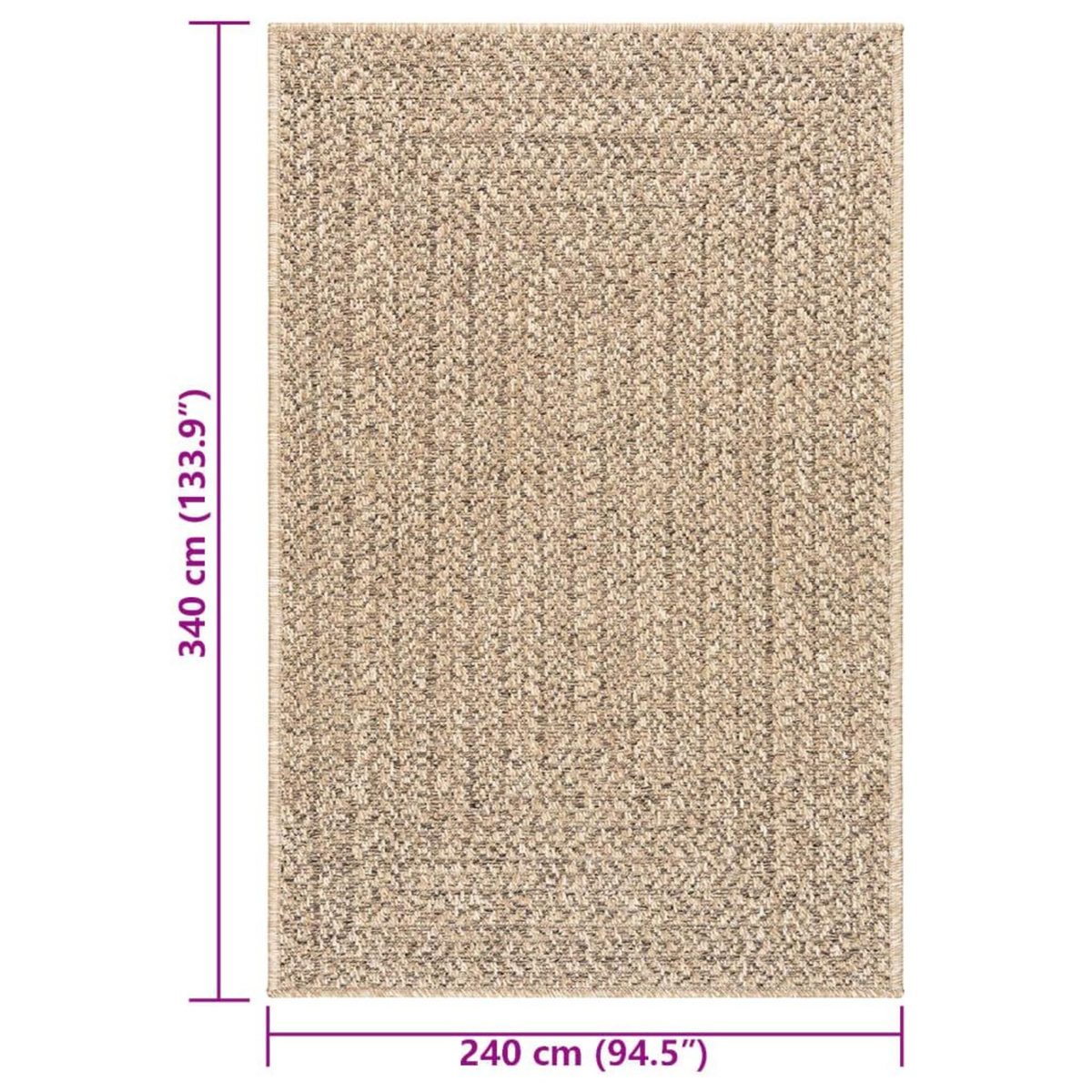 VIDAXL Tapis ZIZUR 240x340 cm aspect de jute interieur et exterieur