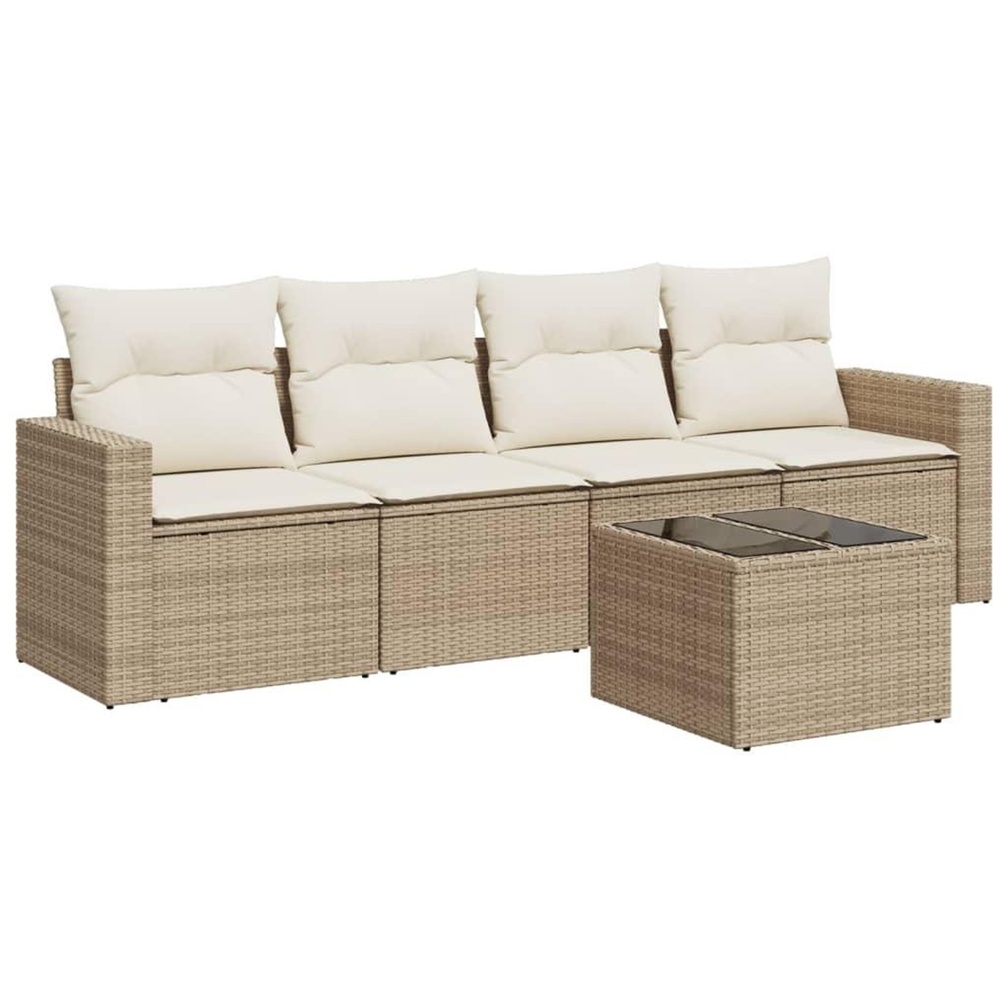 Voir la diapositive 2 : VIDAXL Salon de jardin avec coussins 5 pcs beige resine tressee