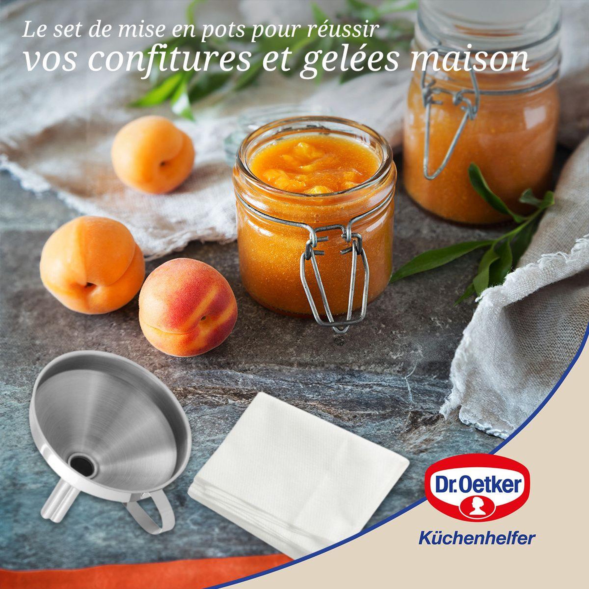 Voir la diapositive 2 : Fackelmann Set de 2 ustensiles pour confiture avec entonnoir et tissu filtrant dr oetker