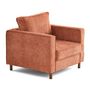 Voir la diapositive 3 : LISA DESIGN Jake - fauteuil en tissu velours relief - pieds en bois foncé