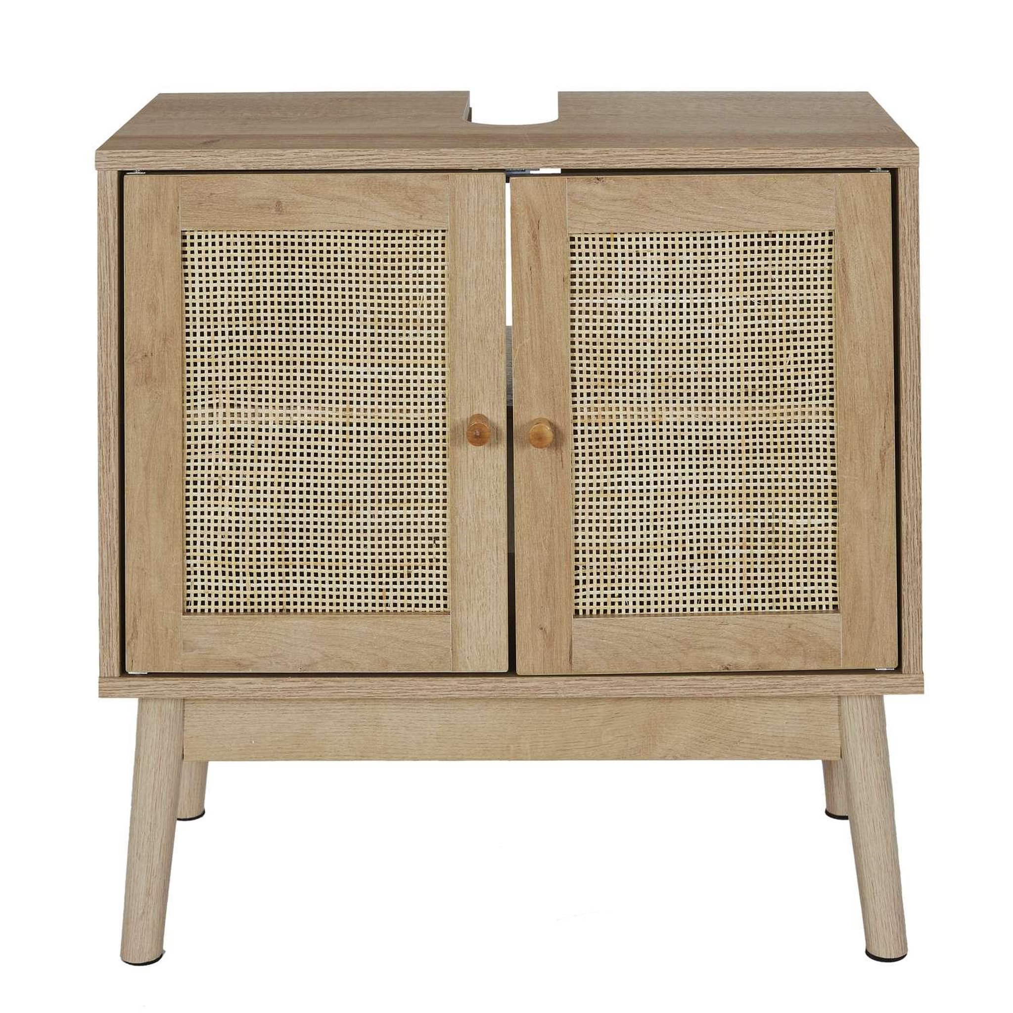 The Home Deco Factory Meuble sous vasque 2 portes bali en cannage - marron