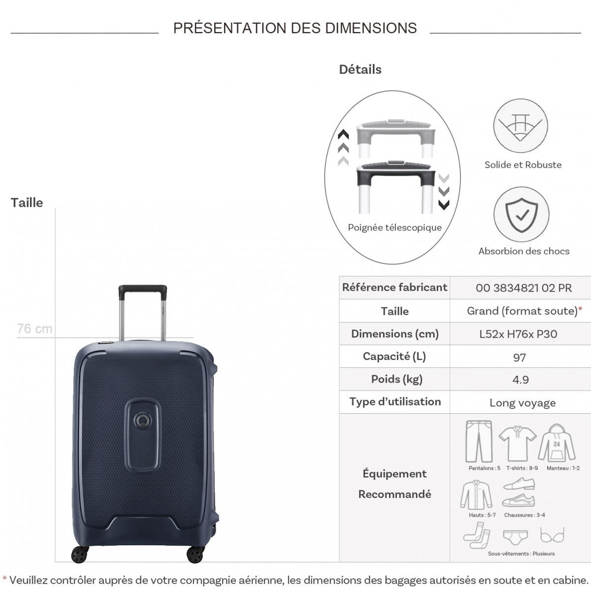 Delsey Grande valise rigide Montcenis TSA polypropylène 76cm