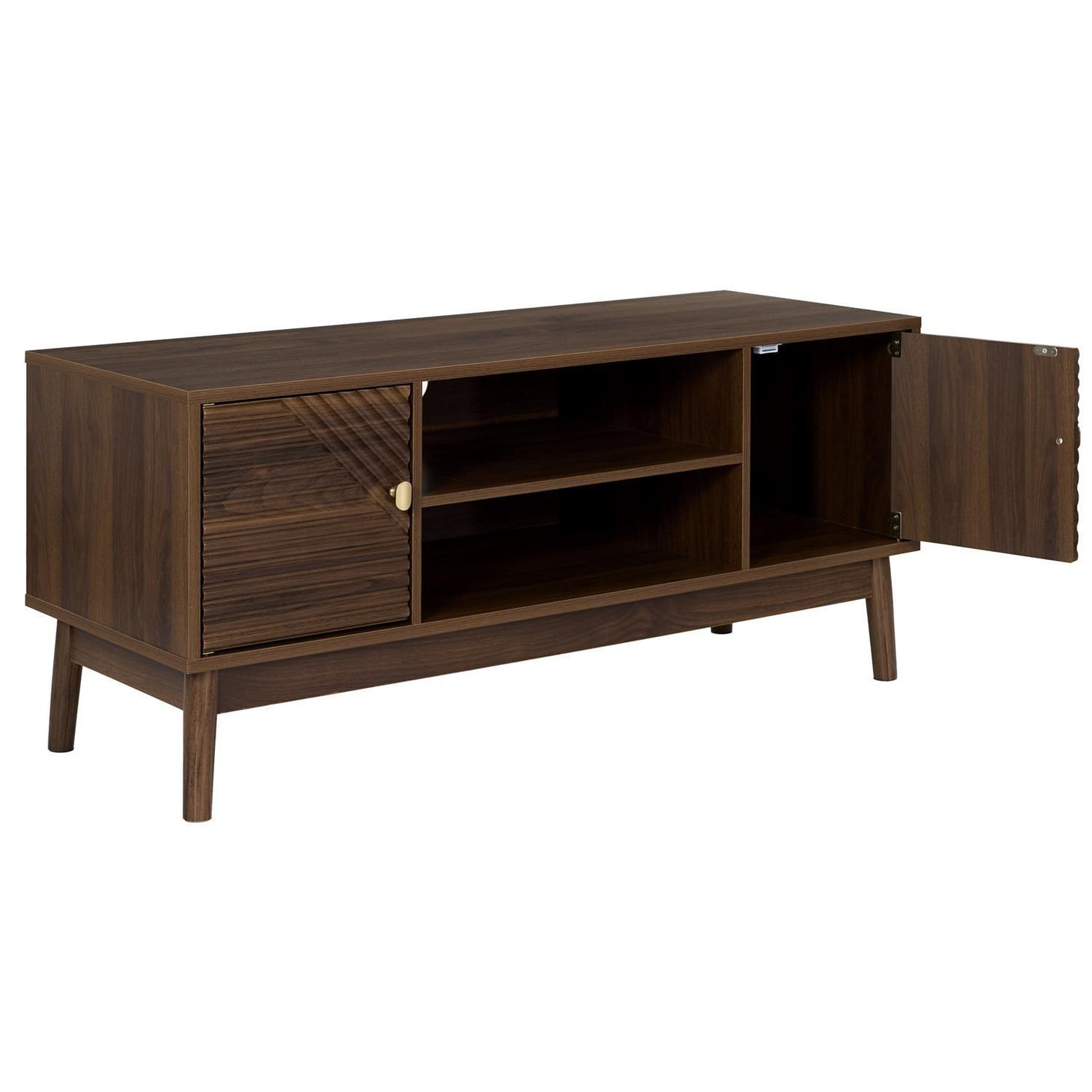 Voir la diapositive 4 : The Home Deco Factory Meuble tv 2 portes et 2 niches effet noyer tiffany - marron
