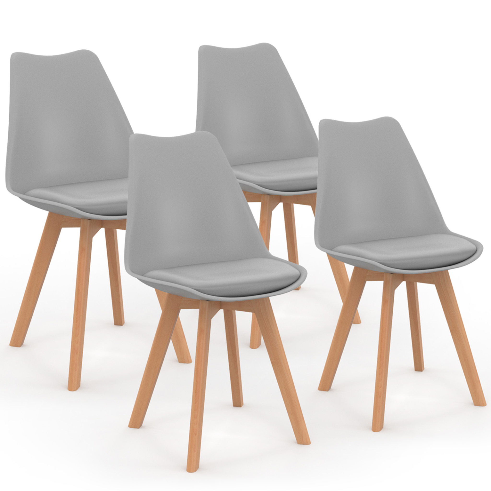 ID MARKET Lot de 4 chaises scandinaves sara gris clair pour salle à manger