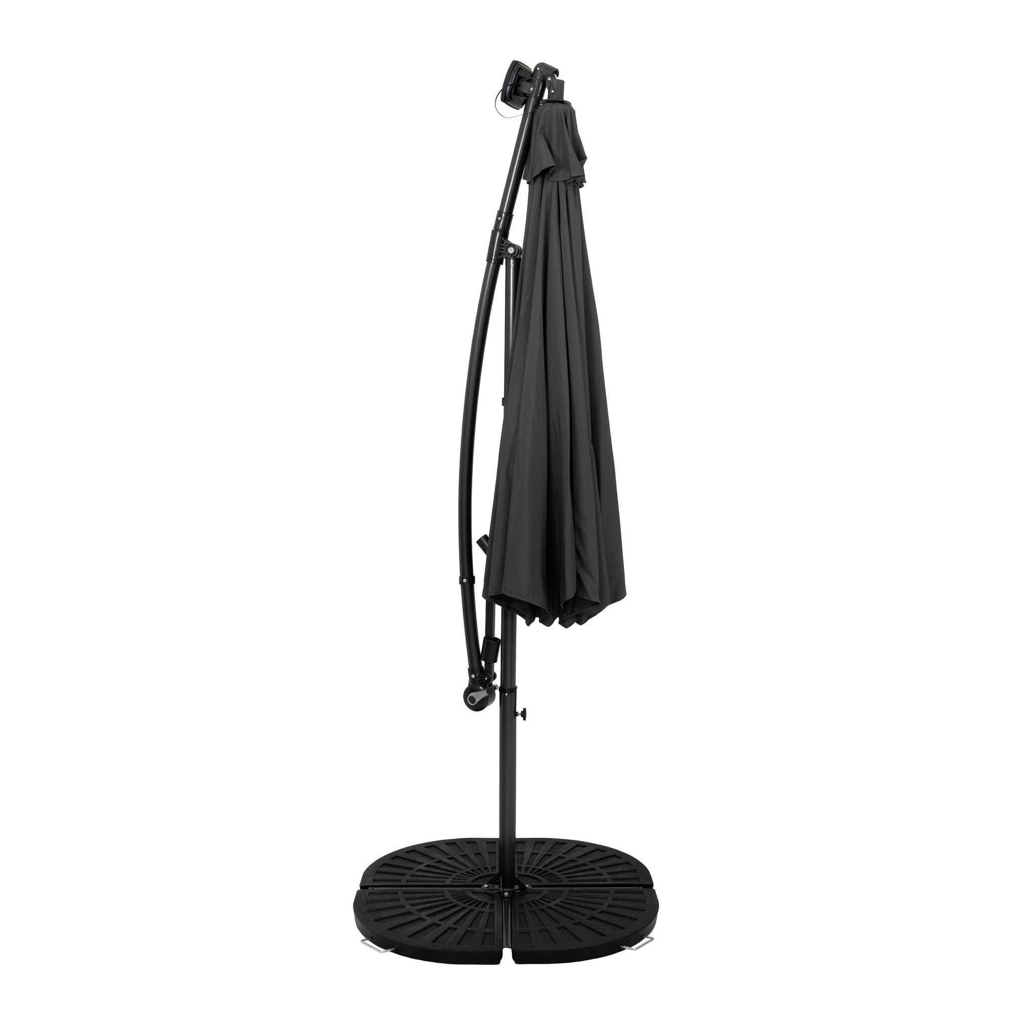 Voir la diapositive 2 : Monster Parasol Banane à Mât Déporté à LED 3 m & 4 Pieds en Éventail