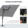 OUTSUNNY Parasol déporté rectangulaire parasol LED inclinable pivotant manivelle acier alu. dim. 3L x 3l x 2,66H m polyester gris
