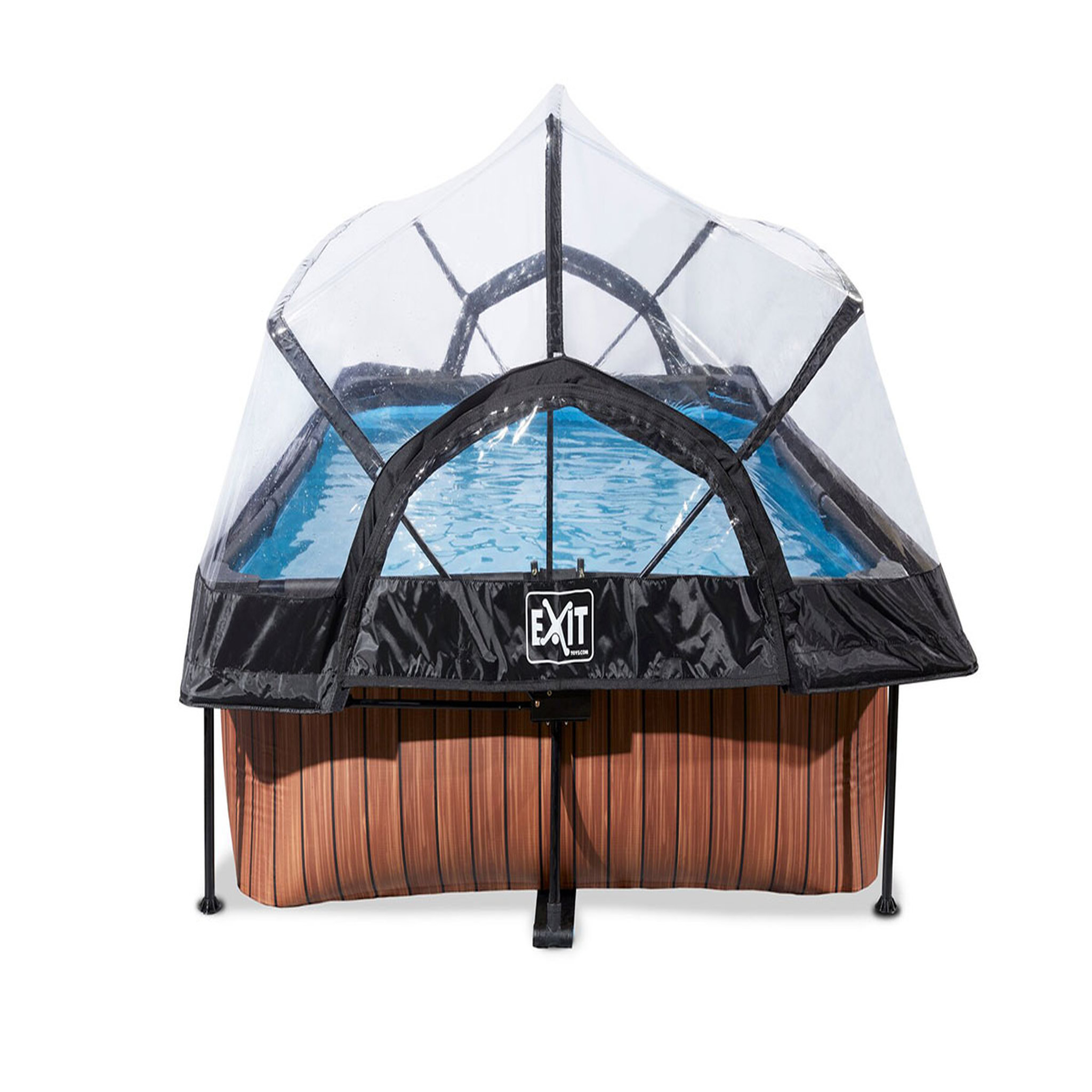 Voir la diapositive 3 : EXIT TOYS Piscine tubulaire Wood rectangulaire 2,20 x 1,50 x 0,65 m avec dôme - Exit Toys