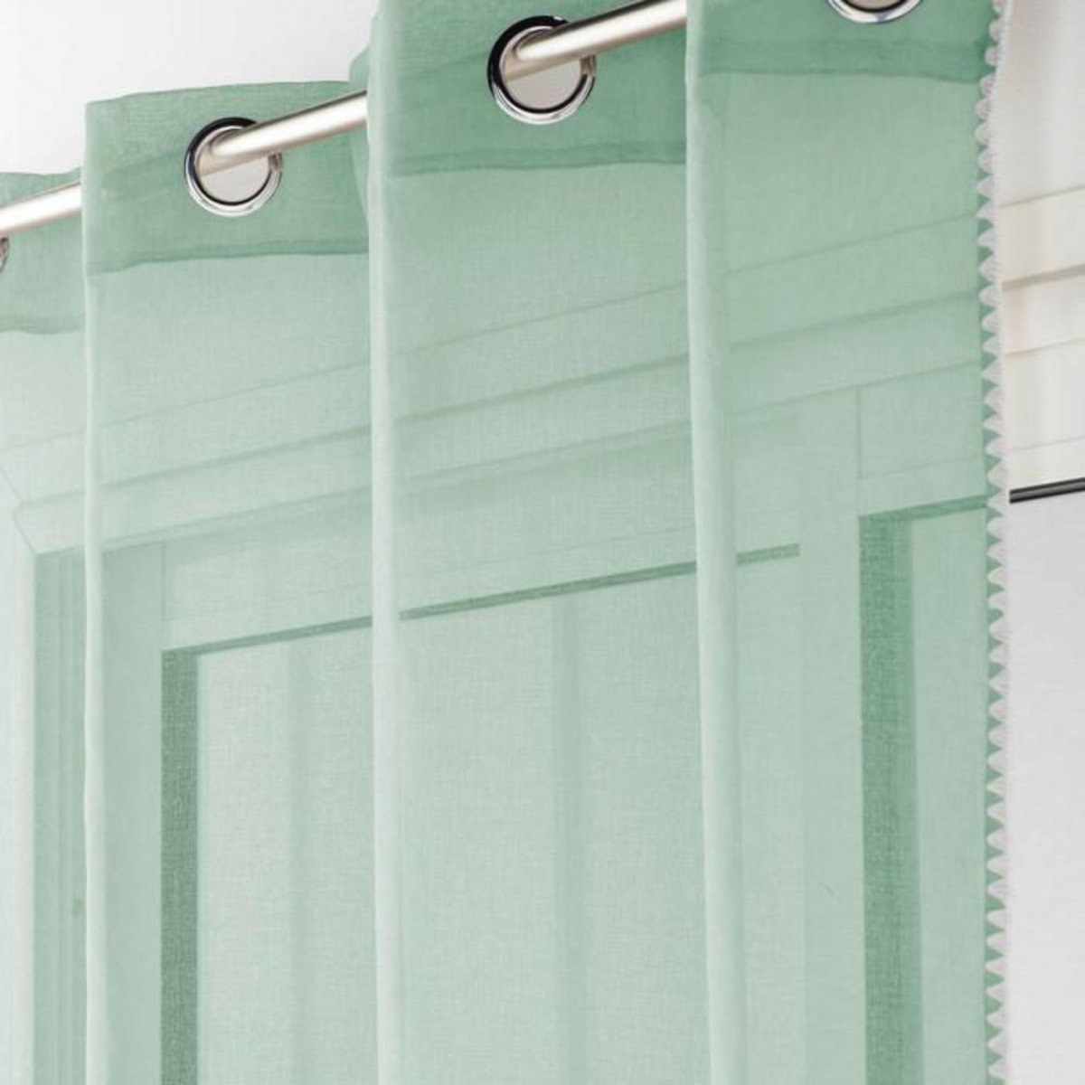 Paris Prix Rideau Voilage à Œillets  Fantaisie Louise  140x240cm Sauge