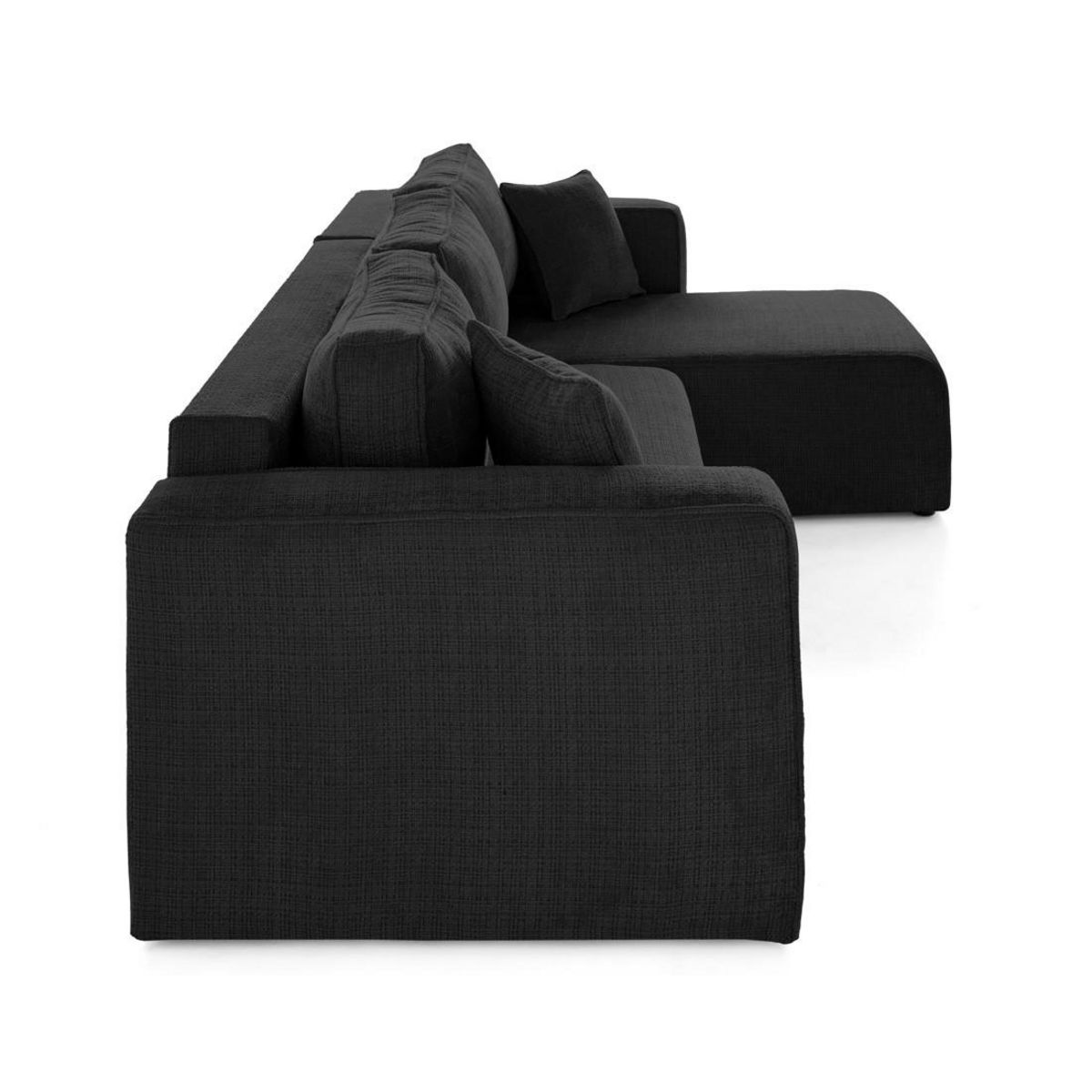 BEST MOBILIER Topaze - canapé d'angle déhoussable réversible 4 places en velours texturé