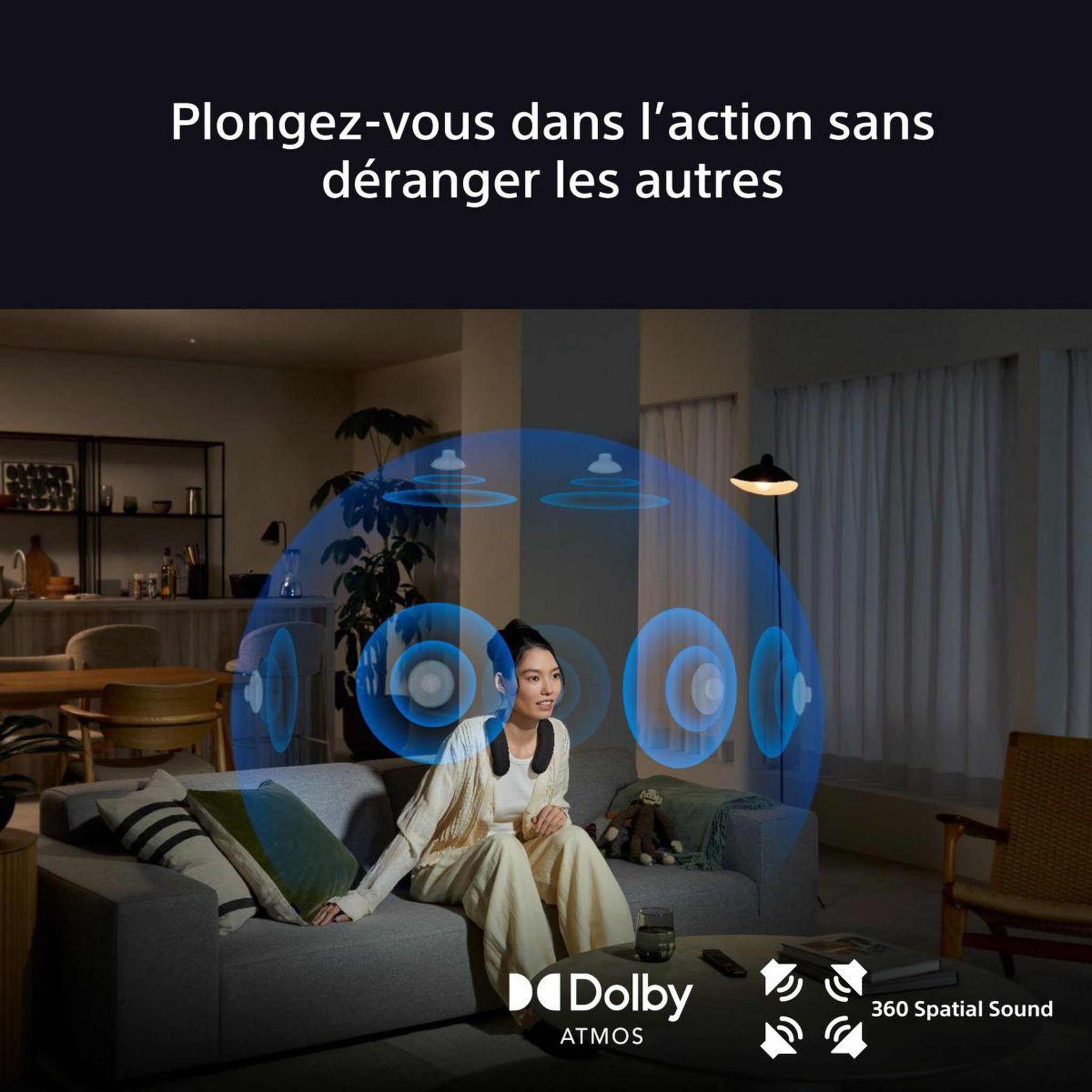 Voir la diapositive 2 : SONY Casque Tour de cou BRAVIA Theatre U Noir
