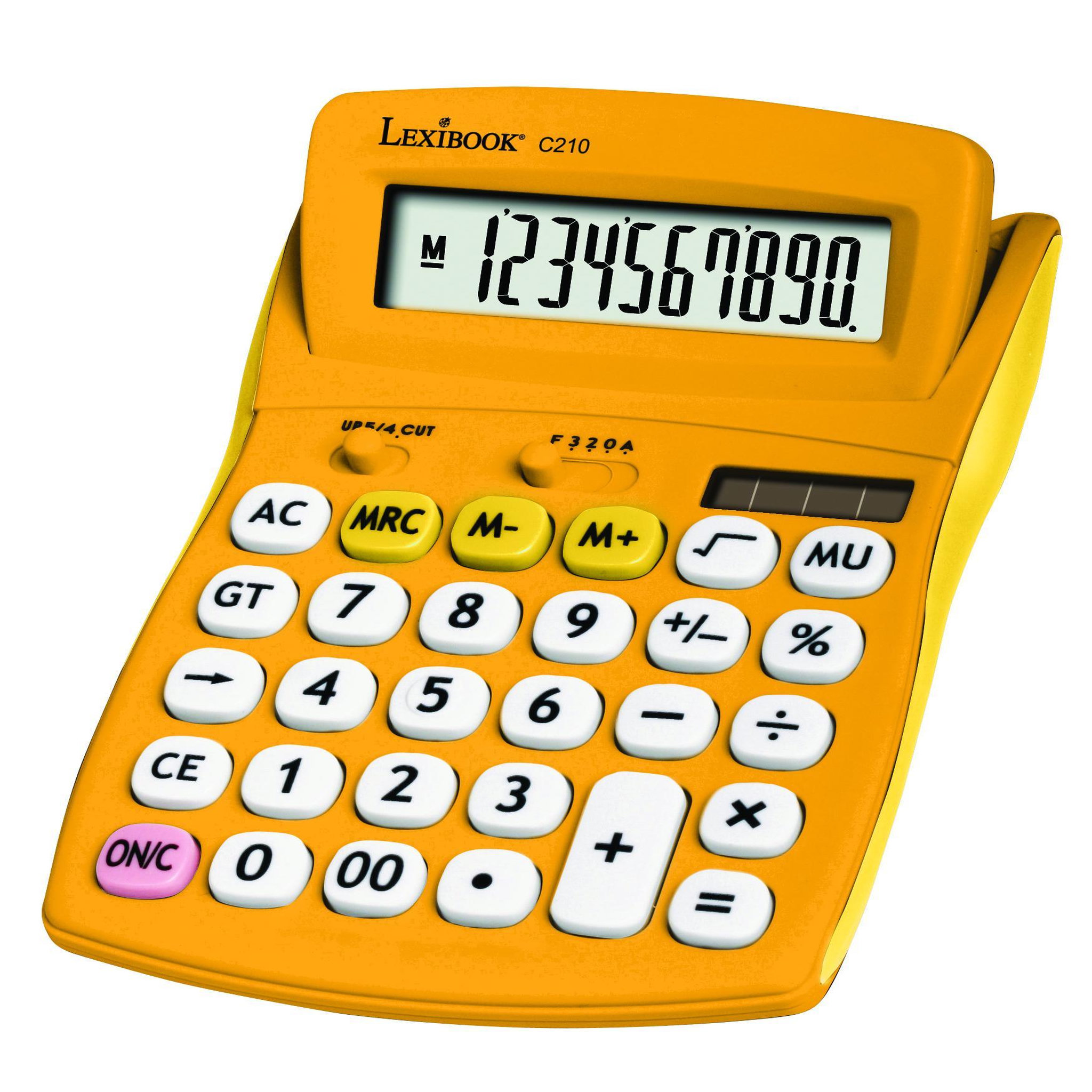 Lexibook Calculatrice de bureau jaune 10 chiffres avec écran à angle ajustable