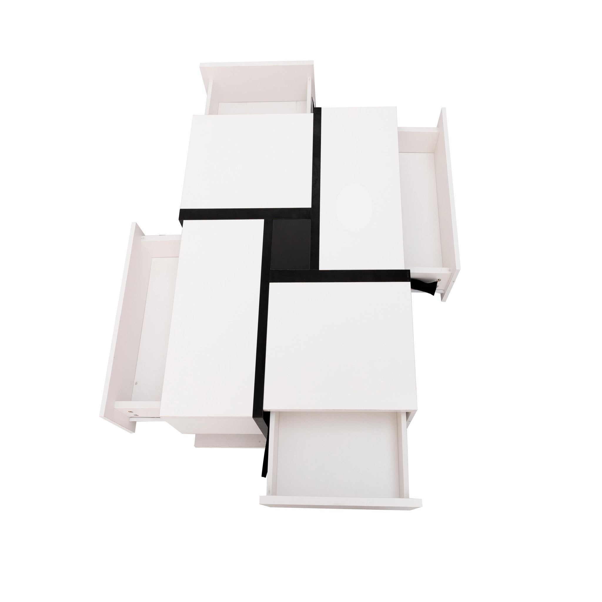 Voir la diapositive 6 : MERAX Table Basse Avec 4 Tiroirs 78 X 78 X 36cm
