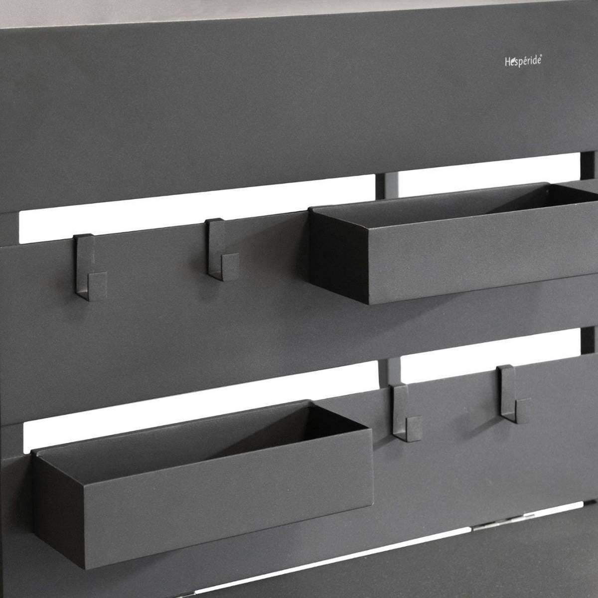 HESPERIDE Table de balcon repliable Fira - 3 Personnes - Gris graphite