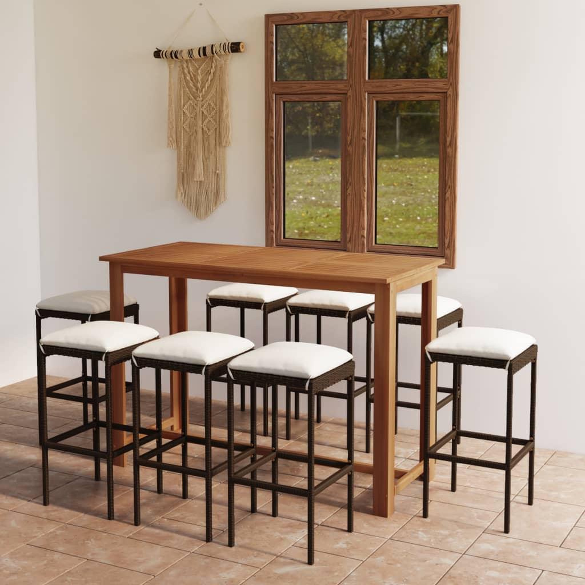 Voir la diapositive 1 : VIDAXL Ensemble de bar de jardin avec coussins 9 pcs Noir
