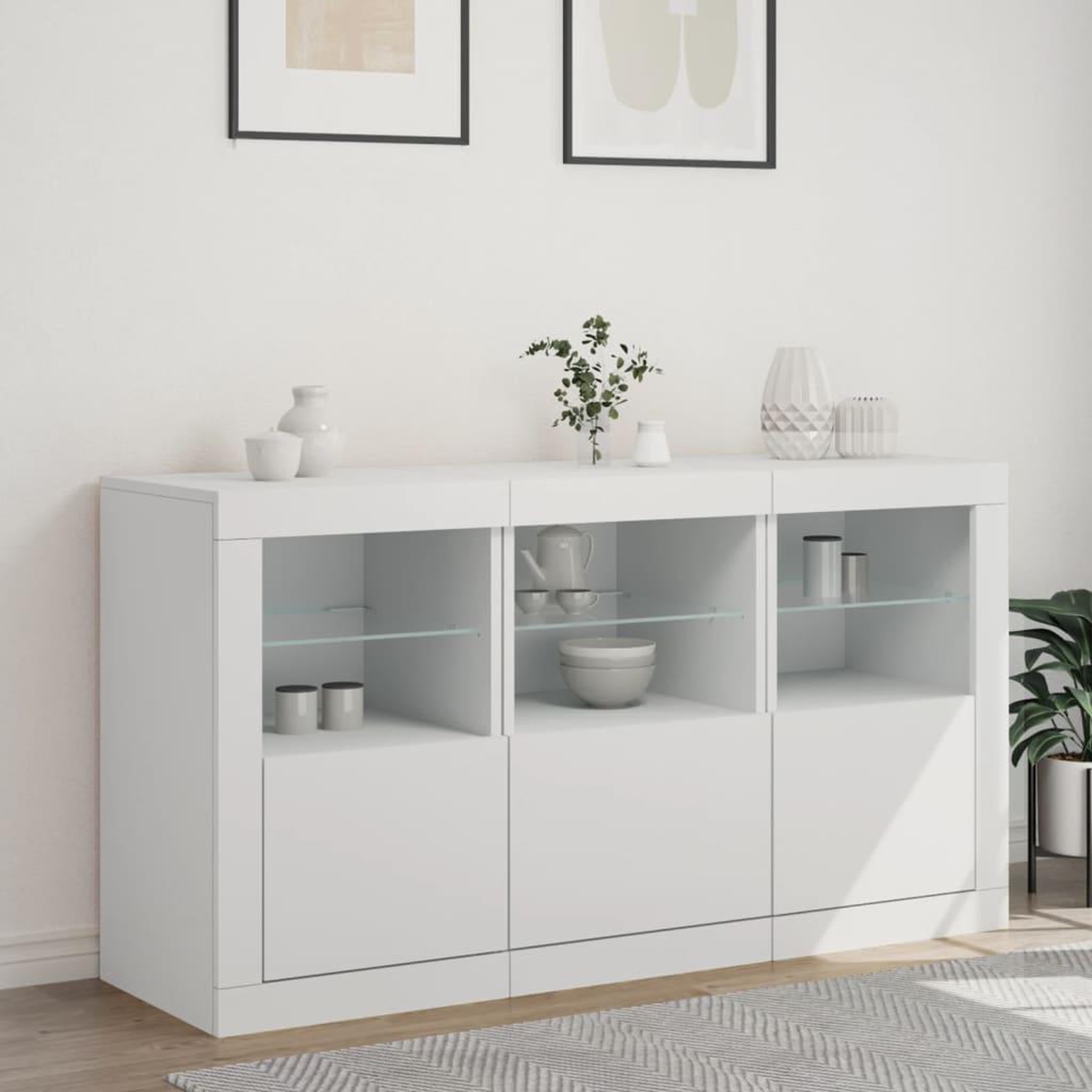 Voir la diapositive 3 : VIDAXL Buffet avec lumieres LED blanc 123x37x67 cm