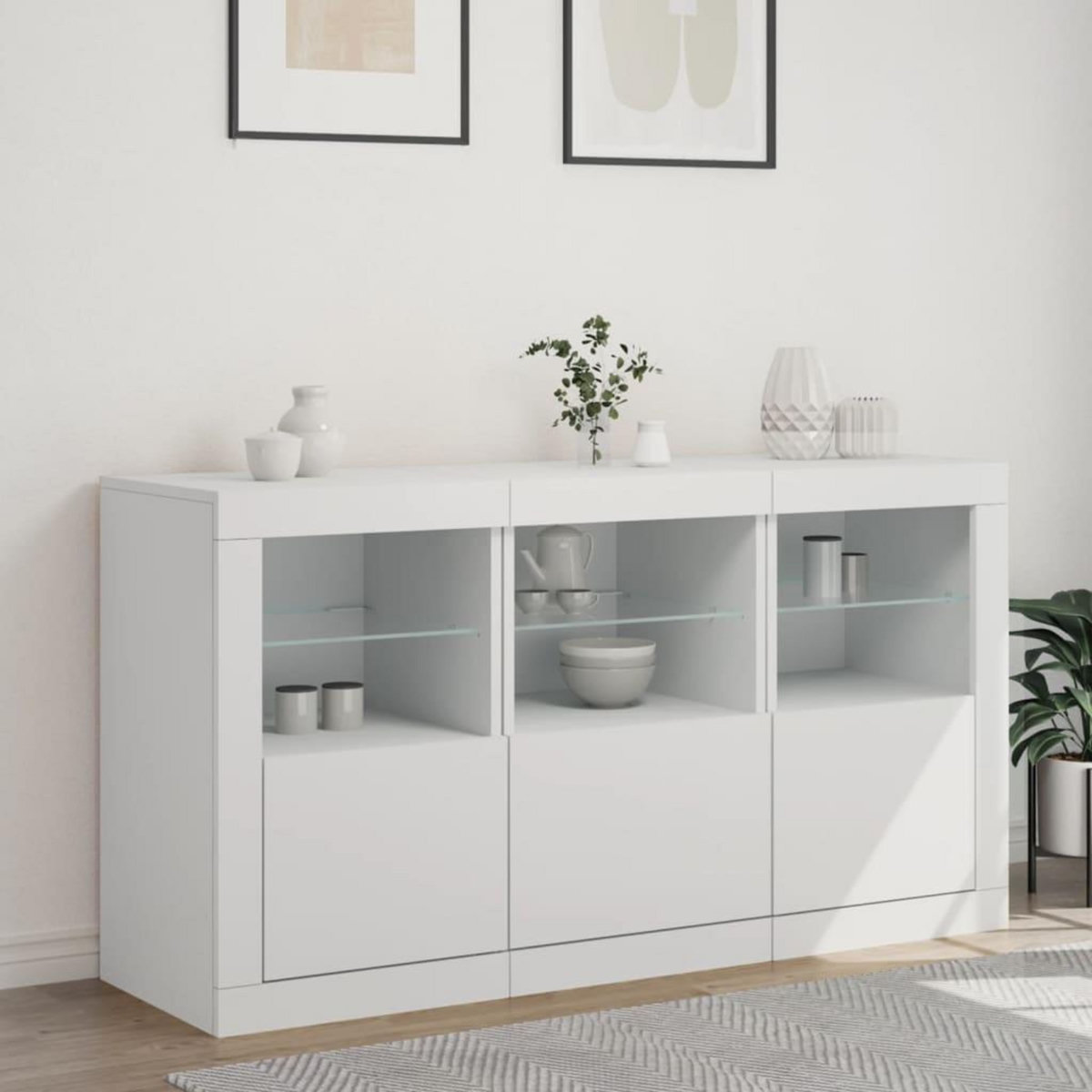 VIDAXL Buffet avec lumieres LED blanc 123x37x67 cm
