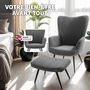 Voir la diapositive 4 : tectake Fauteuil rembourré Velours côtelé large anthracite/noir
