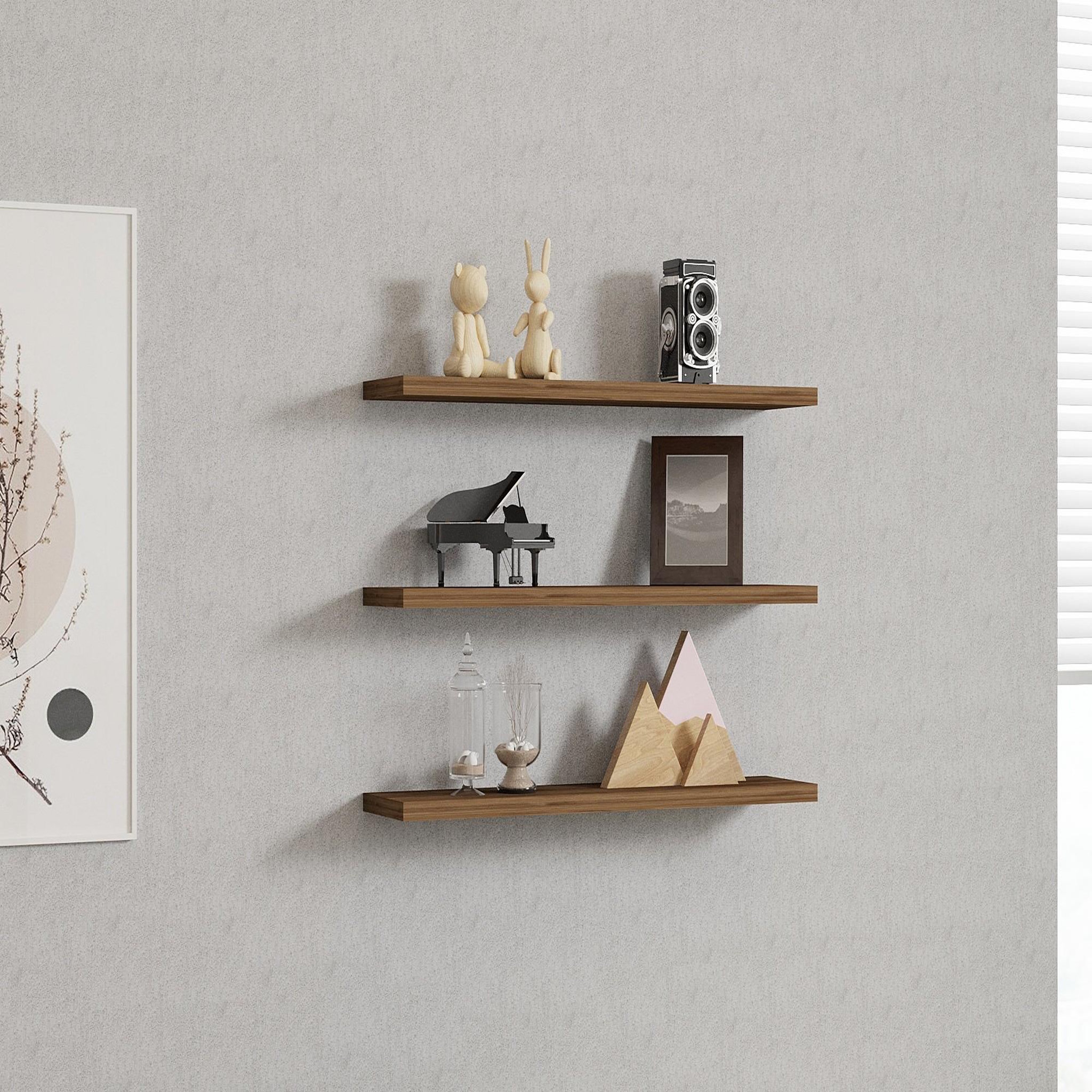 Voir la diapositive 2 : Habitat et Jardin Étagère murale en bois  boss  - 60 x 1 x 14 cm  - noyer