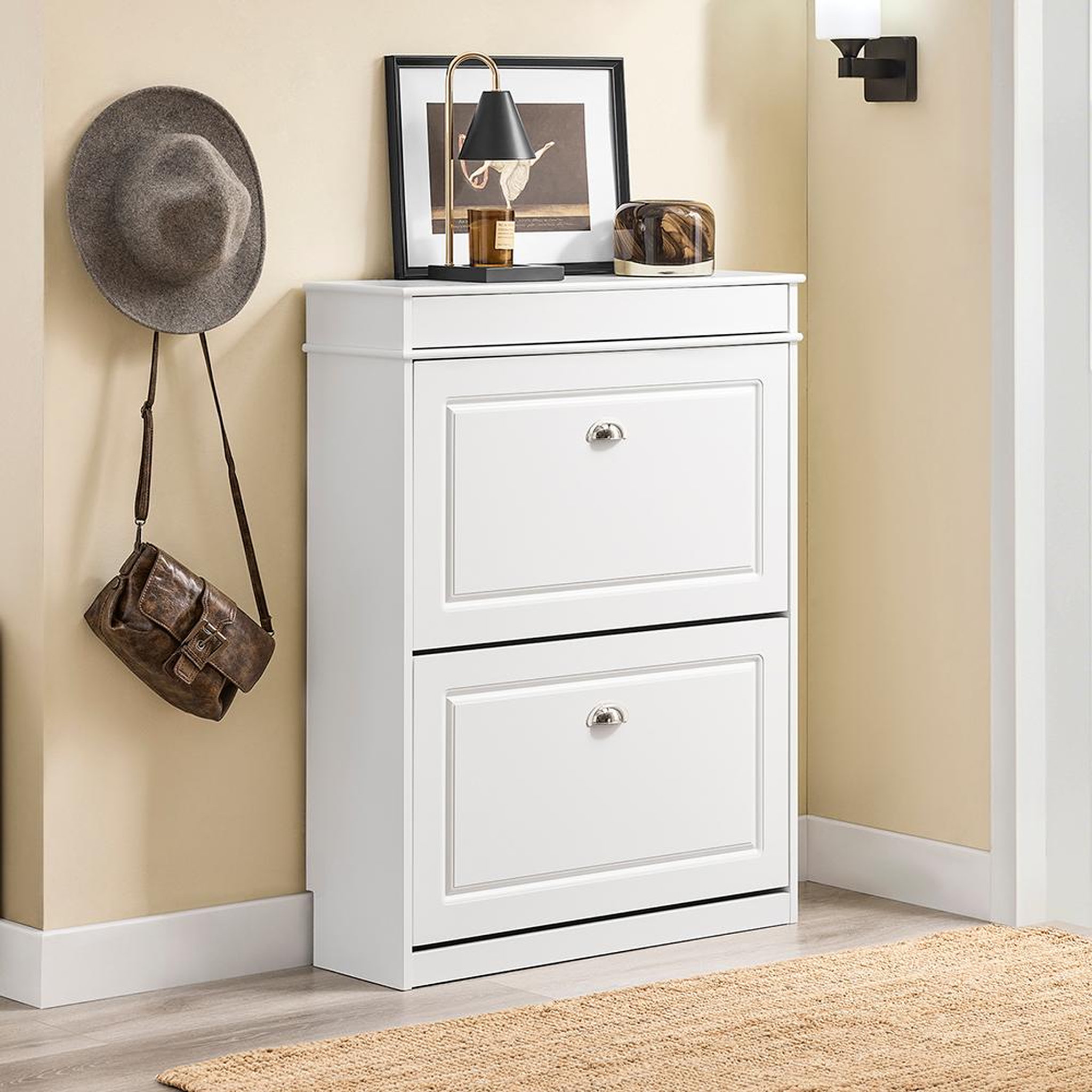 Voir la diapositive 4 : SOBUY SoBuy - Meuble À Chaussures avec un tiroir - Blanc - 75x24x96cm - Classique - FSR78-L-W
