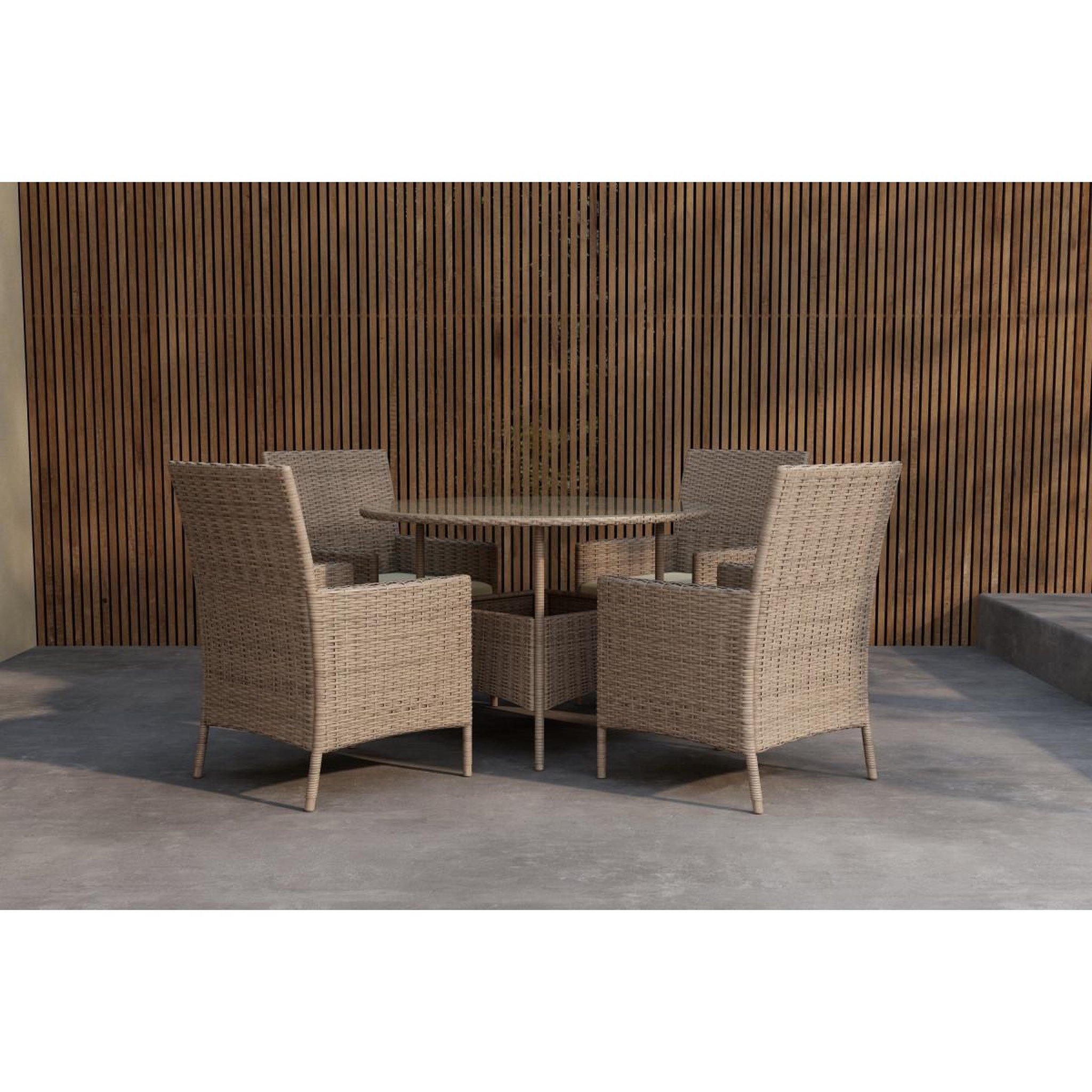 Voir la diapositive 3 : Paris Prix Ensemble table de jardin & 4 fauteuils  lefkas  110cm marron