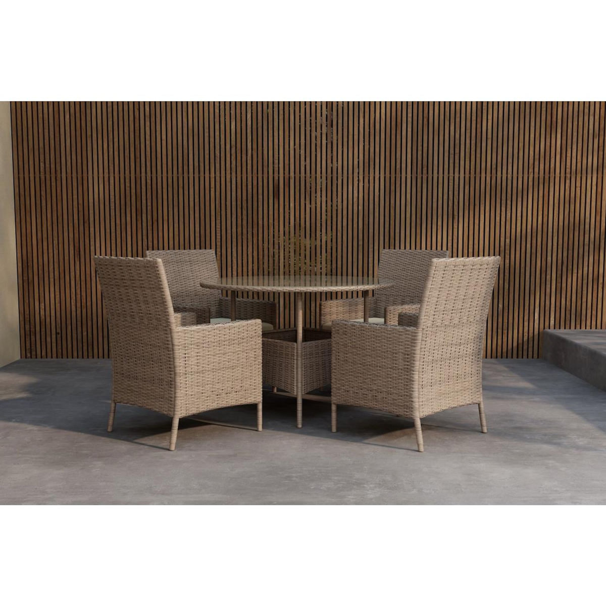 Paris Prix Ensemble Table de Jardin & 4 Fauteuils  Lefkas  110cm Marron