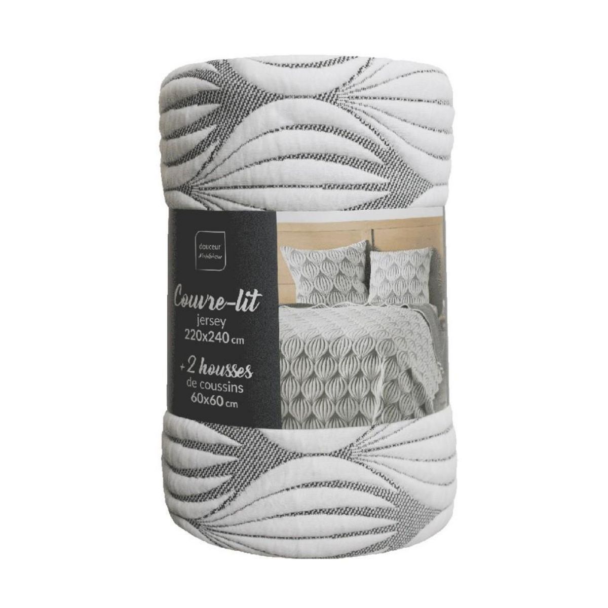Douceur d'Intérieur Couvre-lit 2 personnes matelassé 220x240 + taies jersey microfibre Faustine