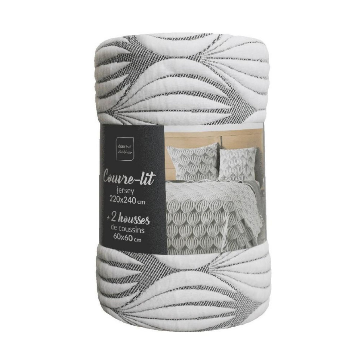 Douceur d'Intérieur Couvre-lit 2 personnes matelassé 220x240 + taies jersey microfibre Faustine