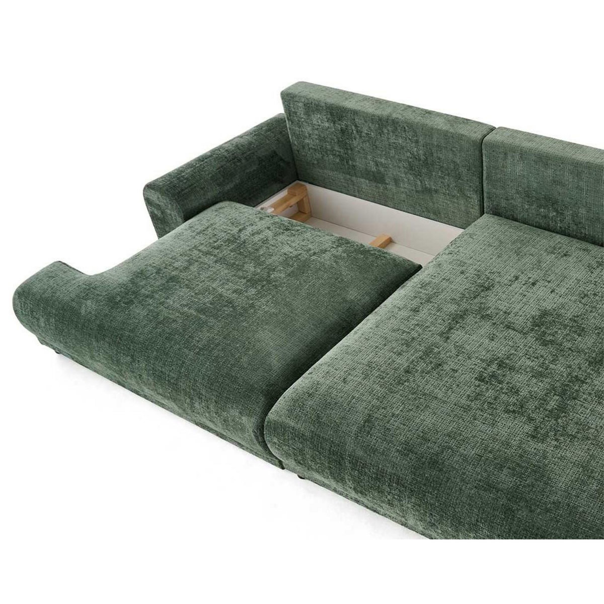 LISA DESIGN Nelly - canapé d'angle droit 4 places convertible avec coffre en velours texturé