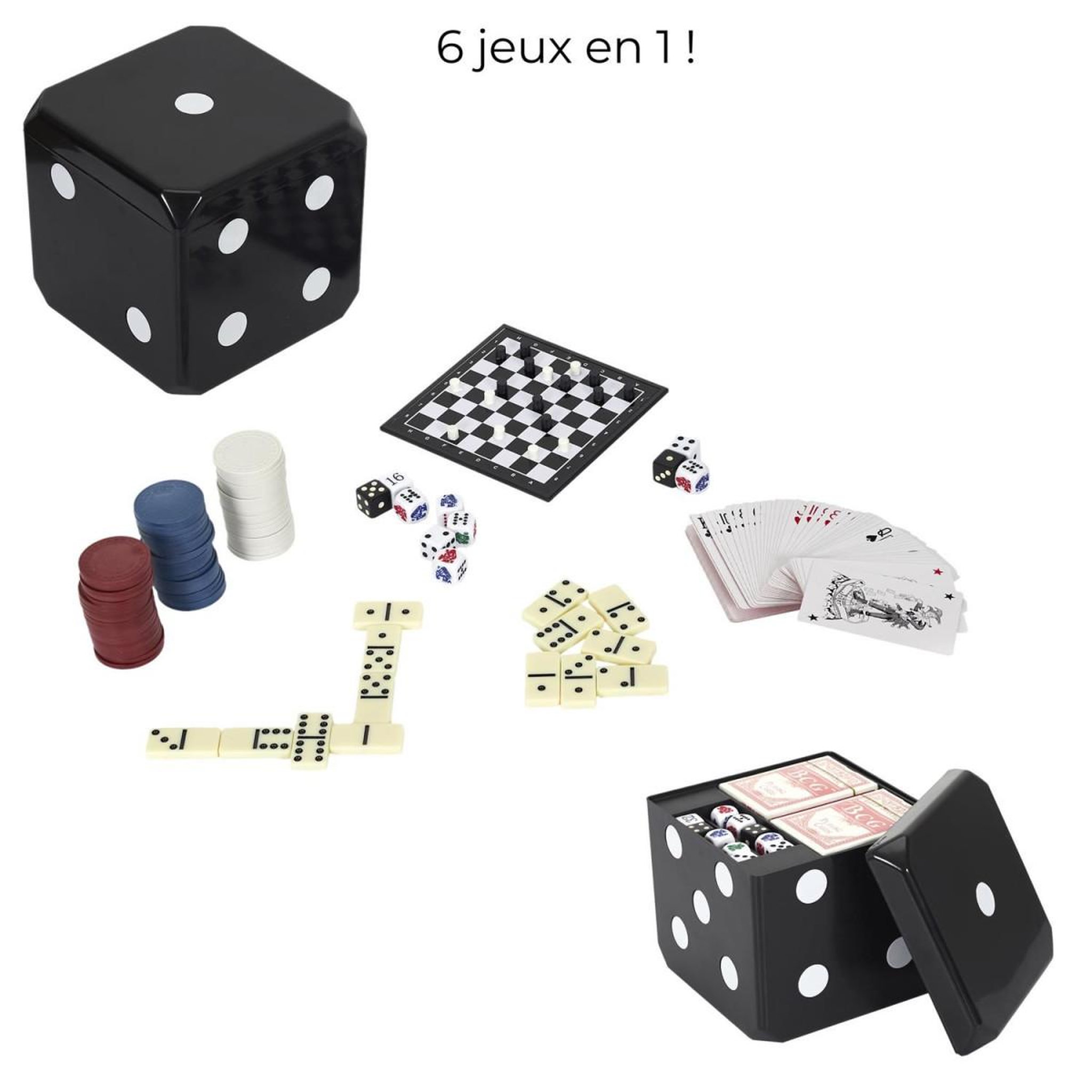 Voir la diapositive 2 : MISTER GADGET Cube de jeux  6 en 1  16cm noir & blanc