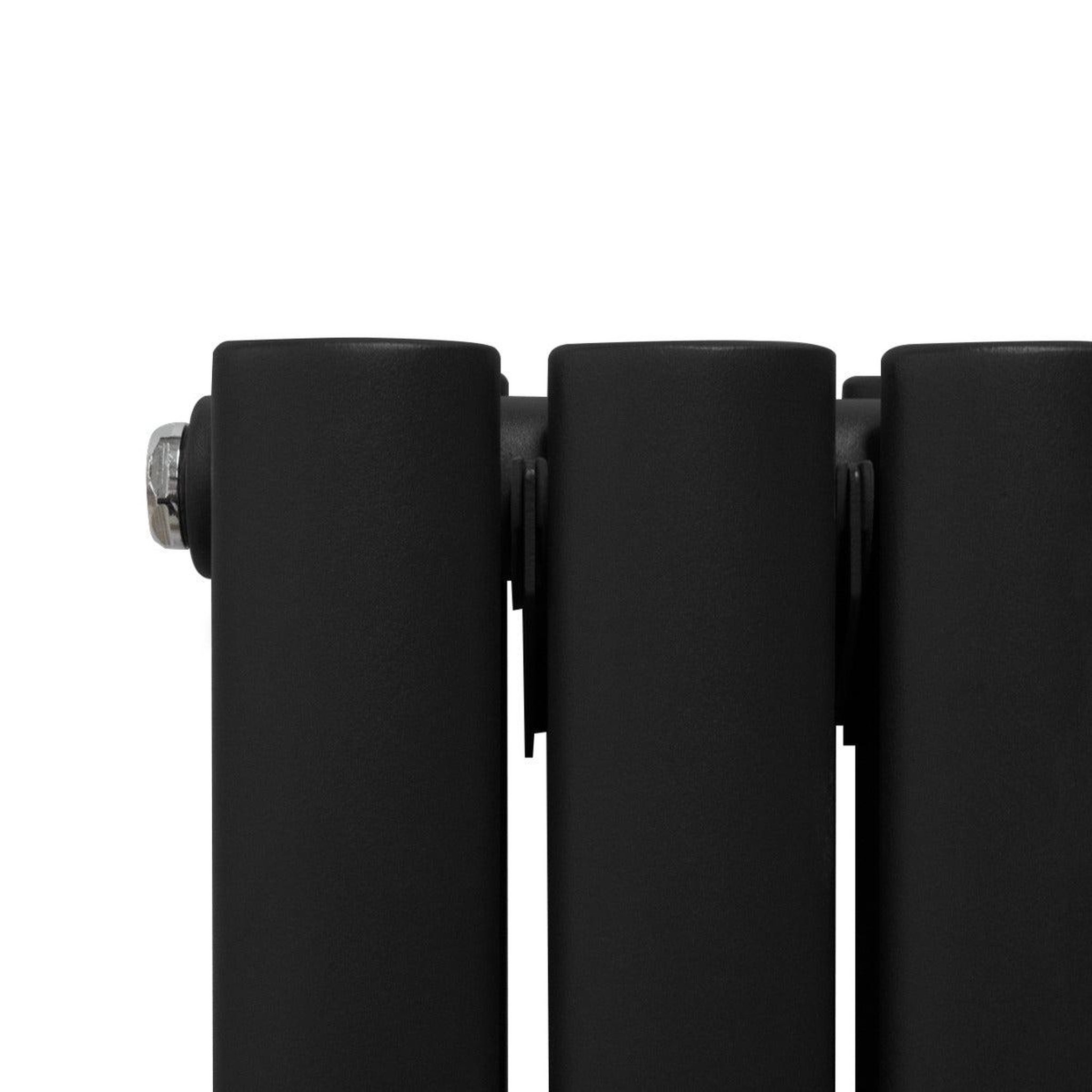 Voir la diapositive 3 : MONSTERSHOP Radiateur à colonnes ovales à miroir & vannes, panneaux - 1800 x 380 mm – noir