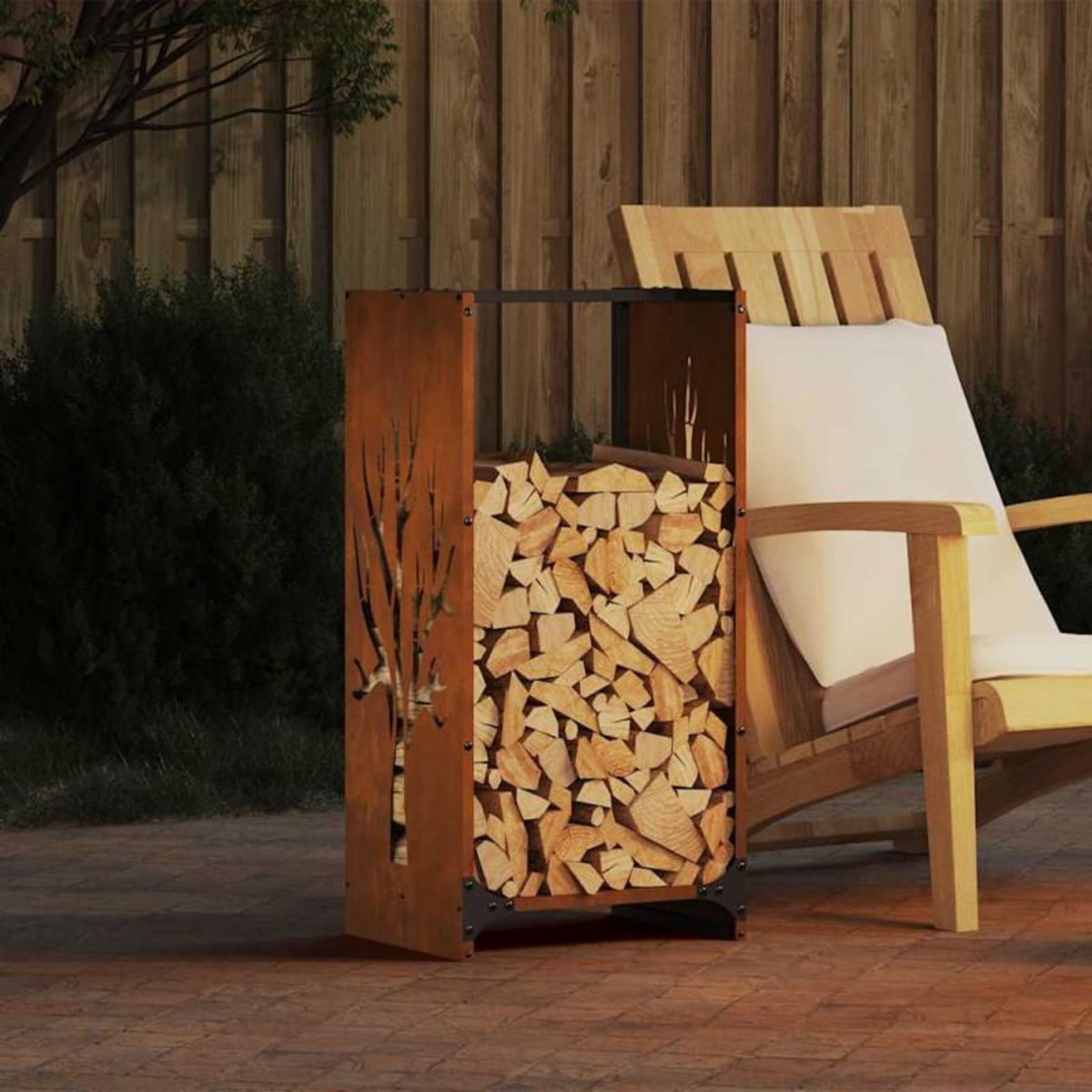 VIDAXL Étagère à bois 40x30x80 cm acier résistant aux intempéries