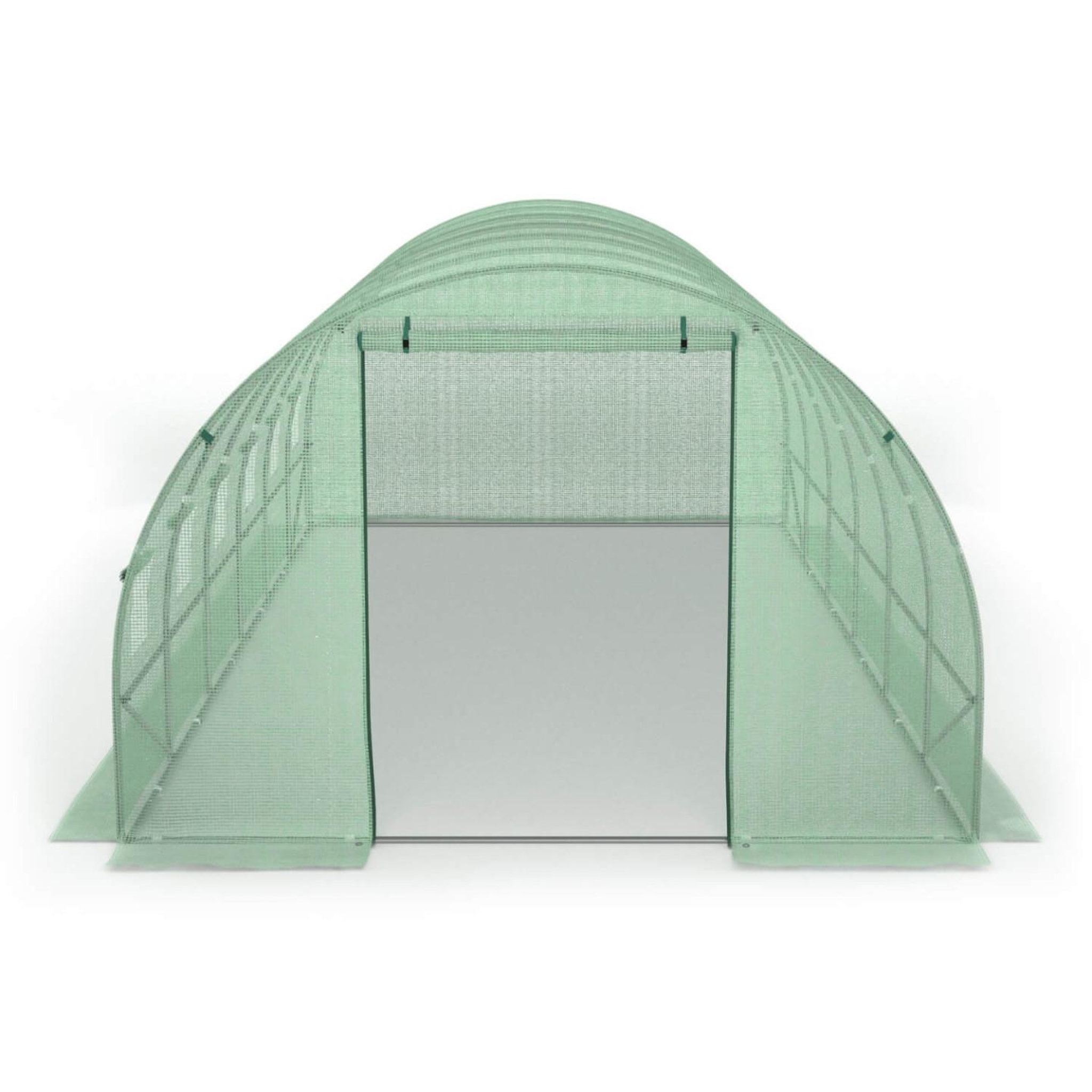 Voir la diapositive 4 : ID MARKET Bâche de rechange pour serre de jardin tunnel 18m² 6 x 3 x 2 m anti-uv avec porte et fenêtres crimée verte
