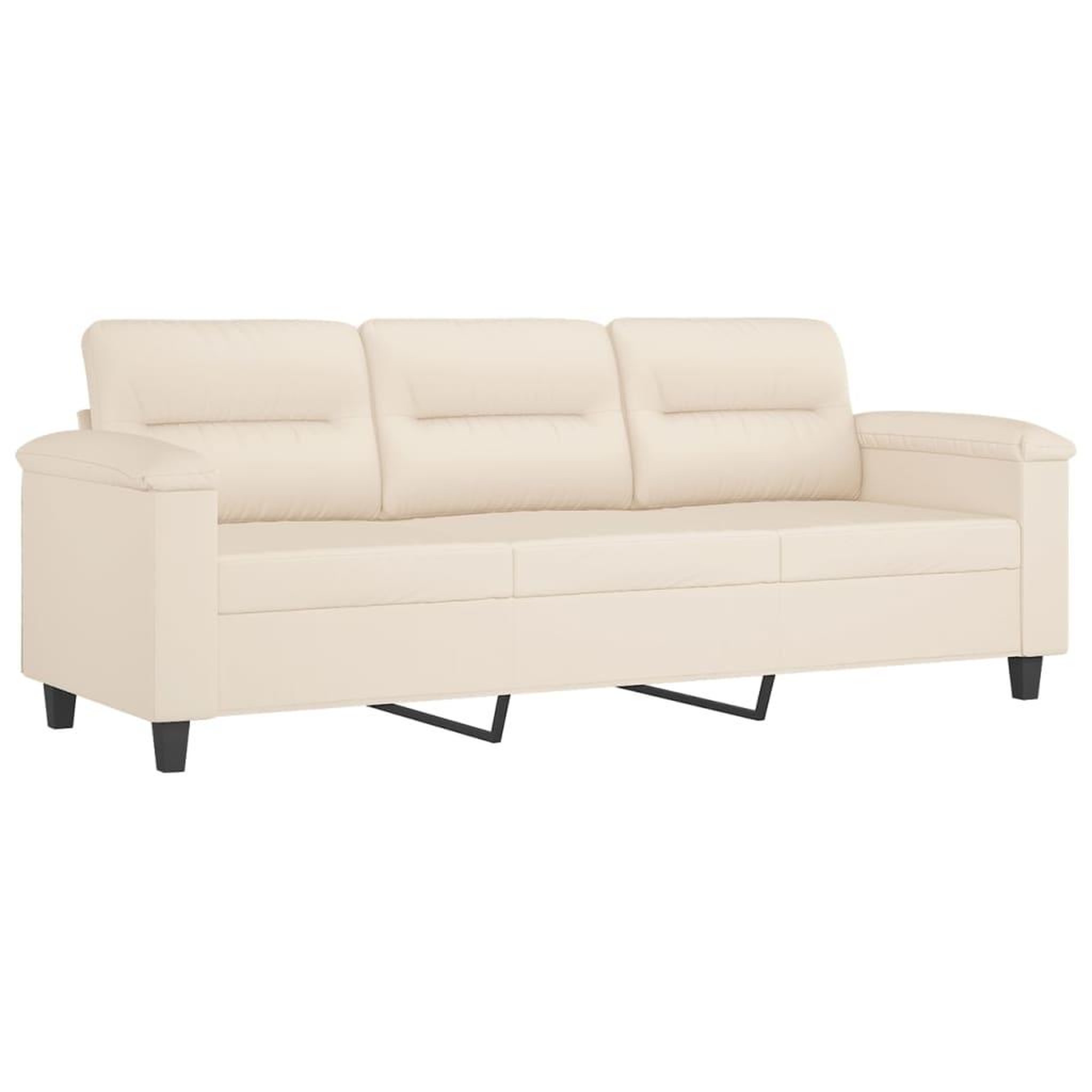 Voir la diapositive 4 : VIDAXL Canape 3 places avec repose-pieds Beige 180 cm Tissu microfibre