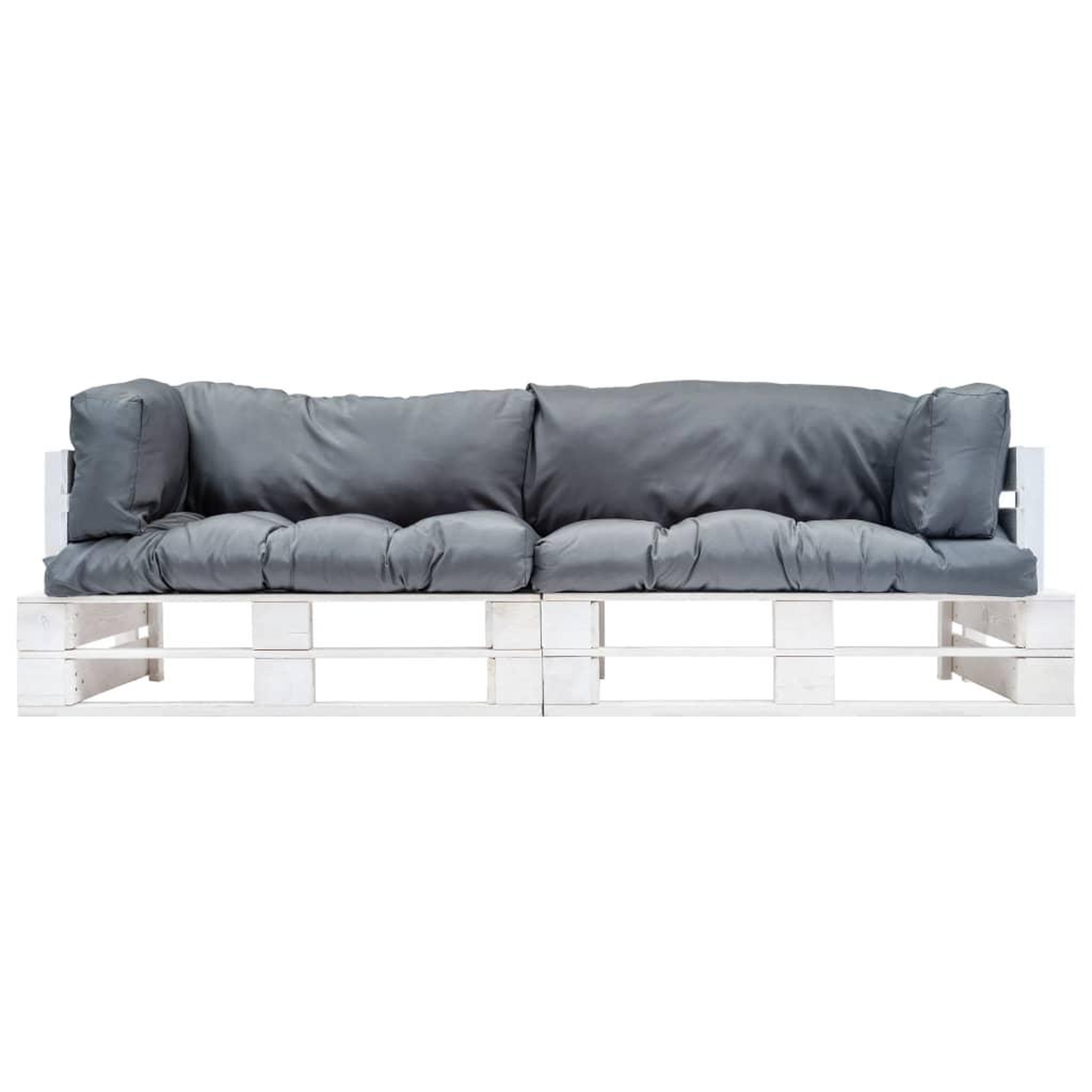 Voir la diapositive 2 : VIDAXL Canapes de jardin palette 2 pcs avec coussins Gris Pinede