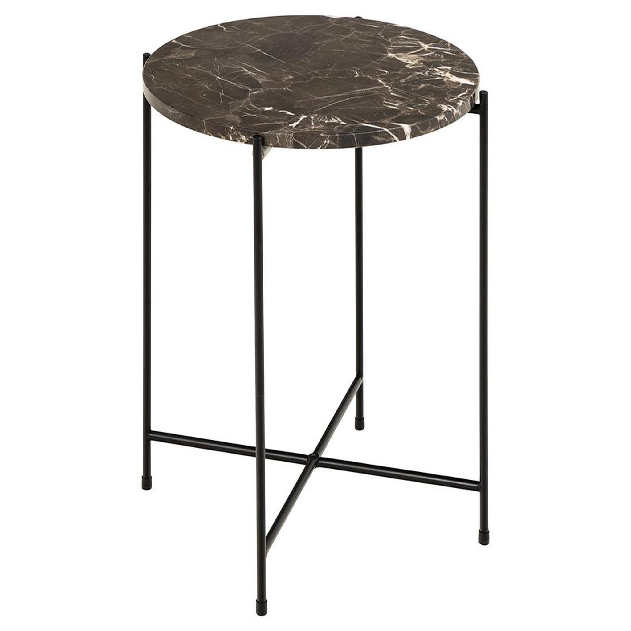 Voir la diapositive 2 : LISA DESIGN Ezaro - table basse ronde - 42 cm - plateau en marbre - pieds en acier