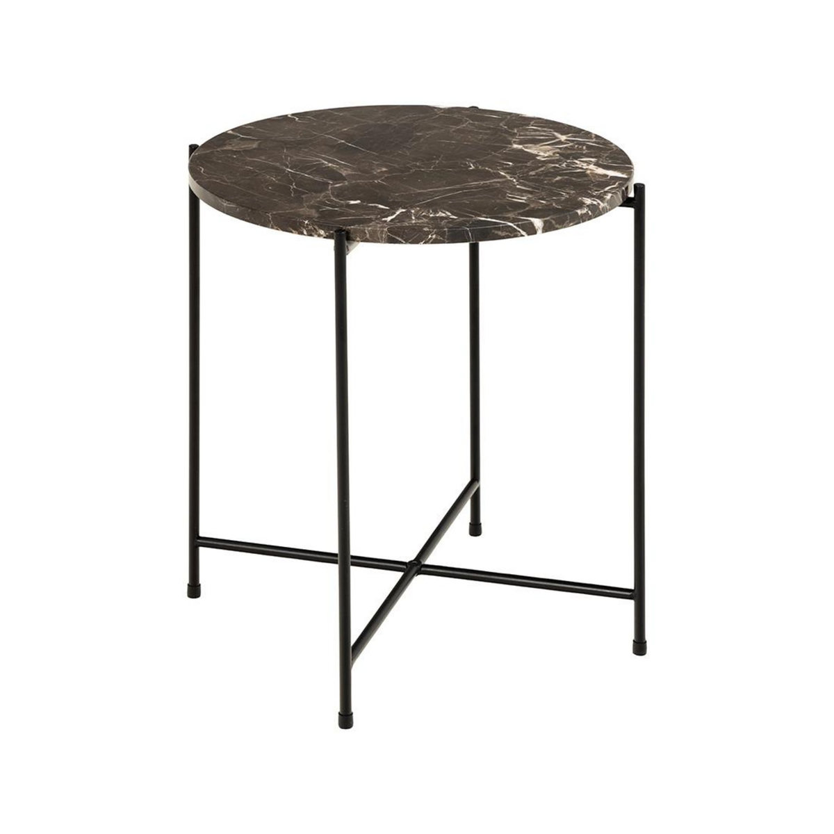 LISA DESIGN Ezaro - table basse ronde - 42 cm - plateau en marbre - pieds en acier