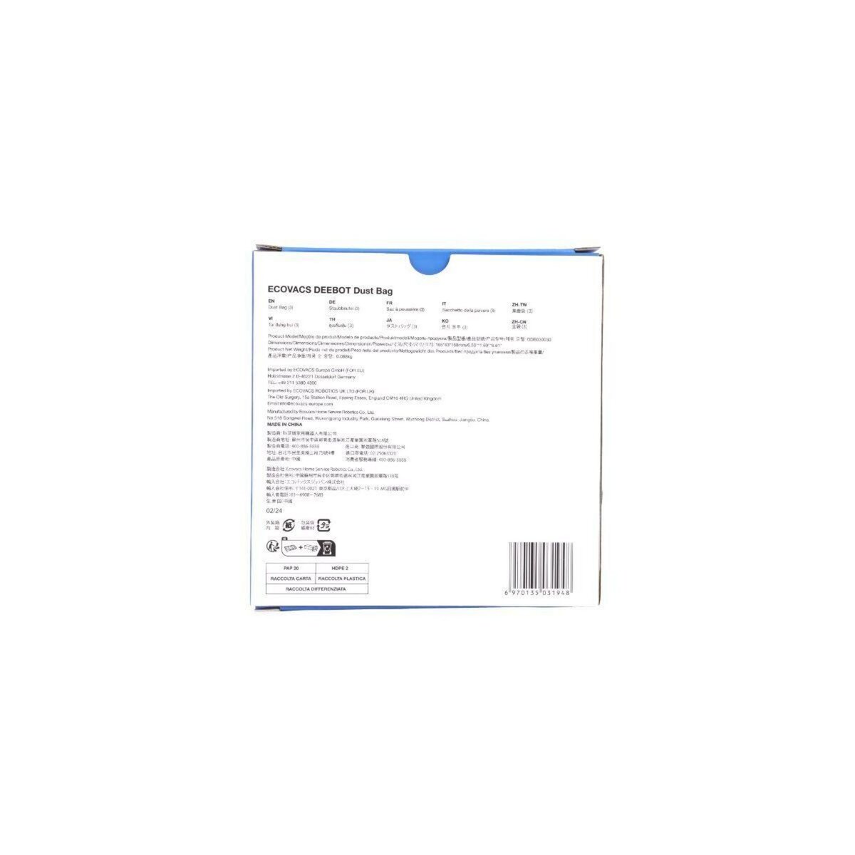 ECOVACS Sac à poussière pour Deebot T30 Pro Omni
