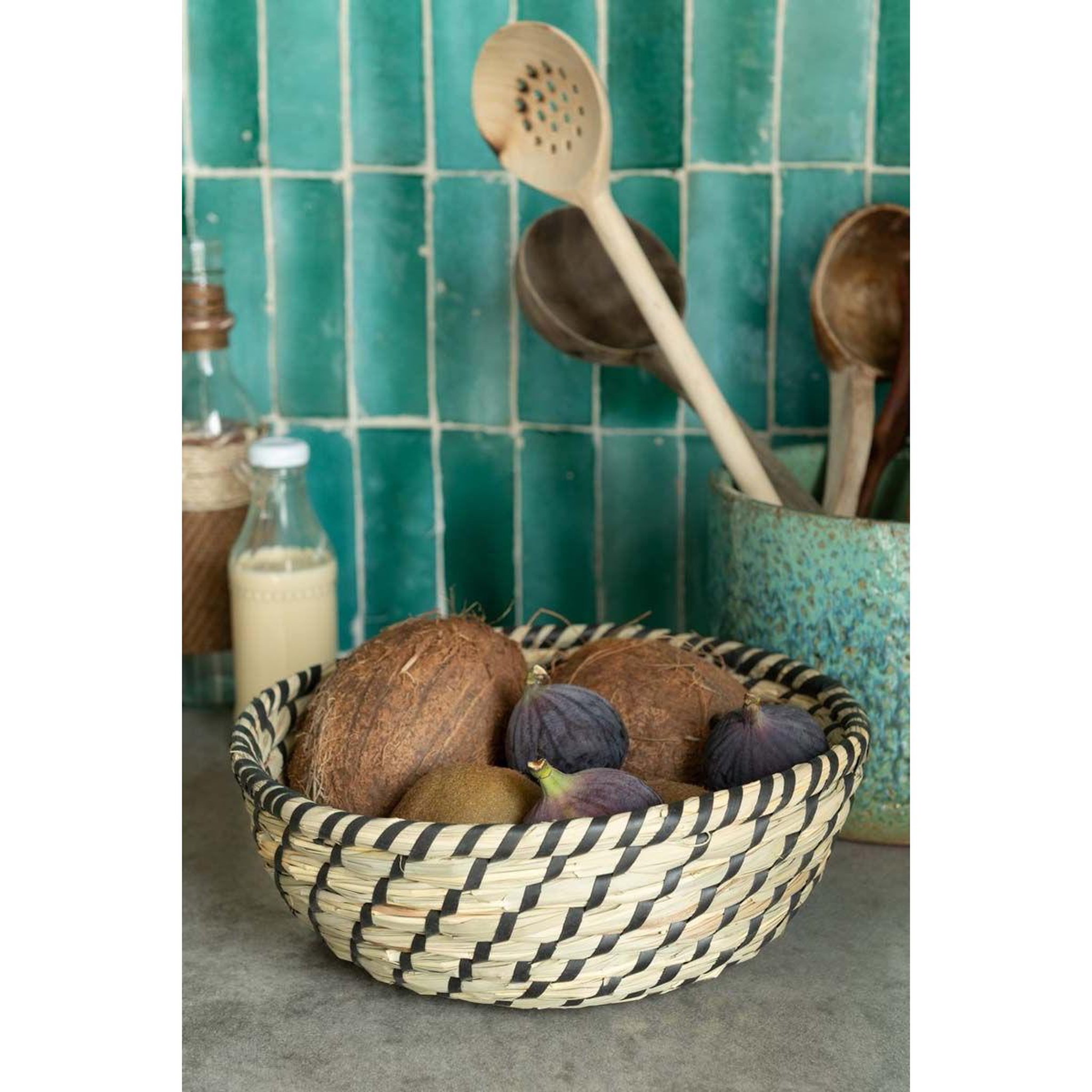 Voir la diapositive 3 : J-LINE Lot de 3 coupelles déco  daren  32cm naturel & noir
