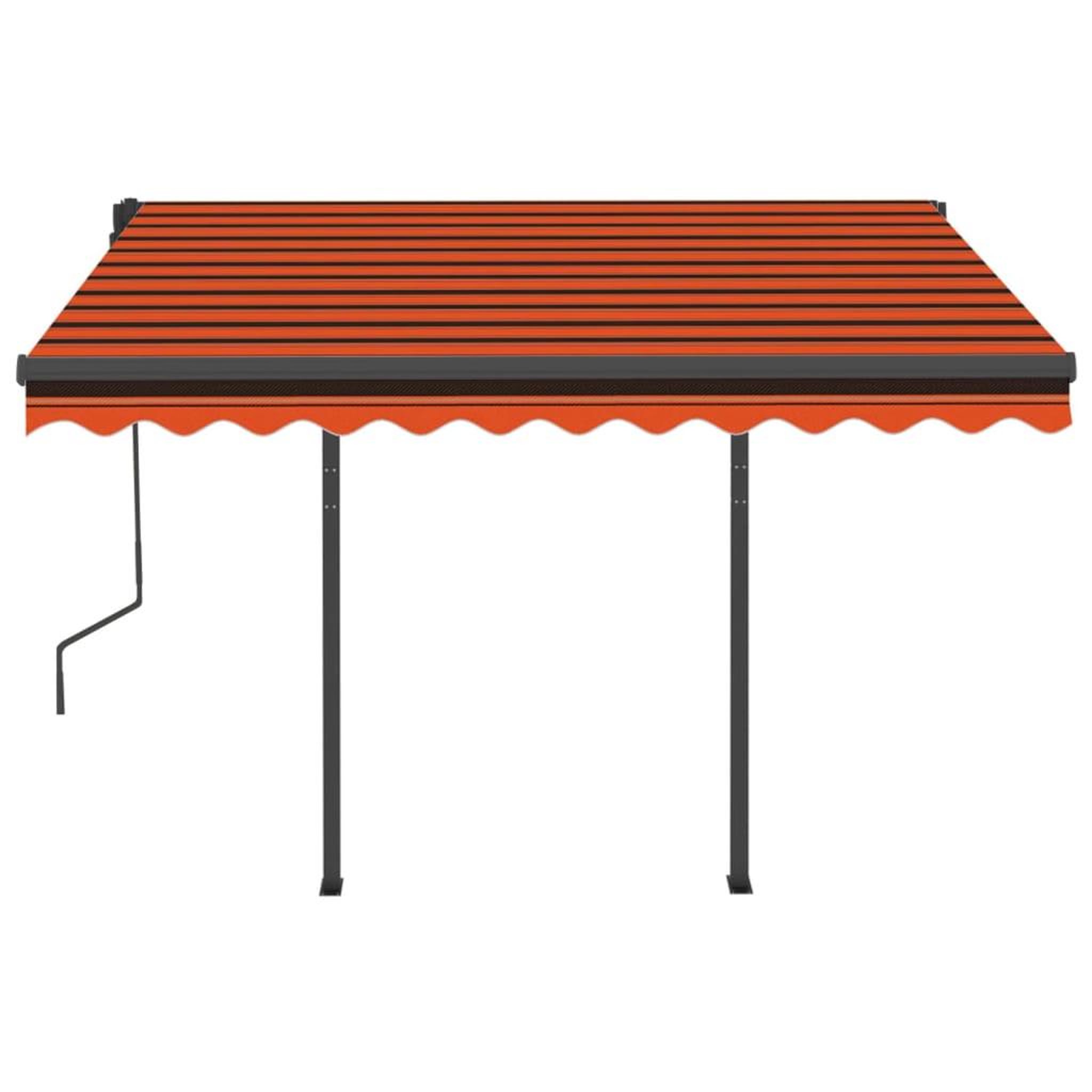 Voir la diapositive 5 : VIDAXL Auvent manuel retractable avec poteaux 3x2,5 m Orange et marron
