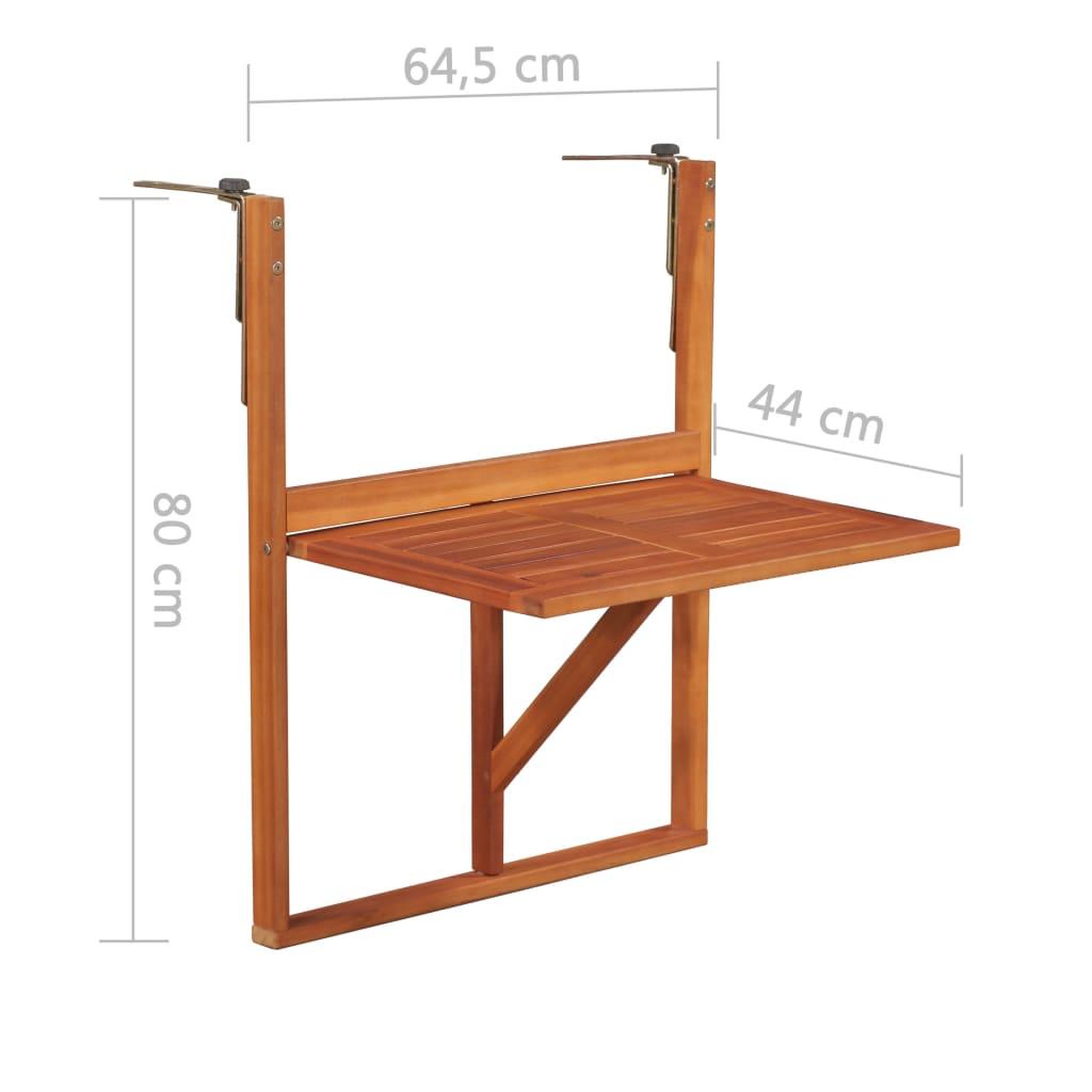 Voir la diapositive 6 : VIDAXL Table suspendue de balcon 64,5x44x80 cm bois d'acacia massif